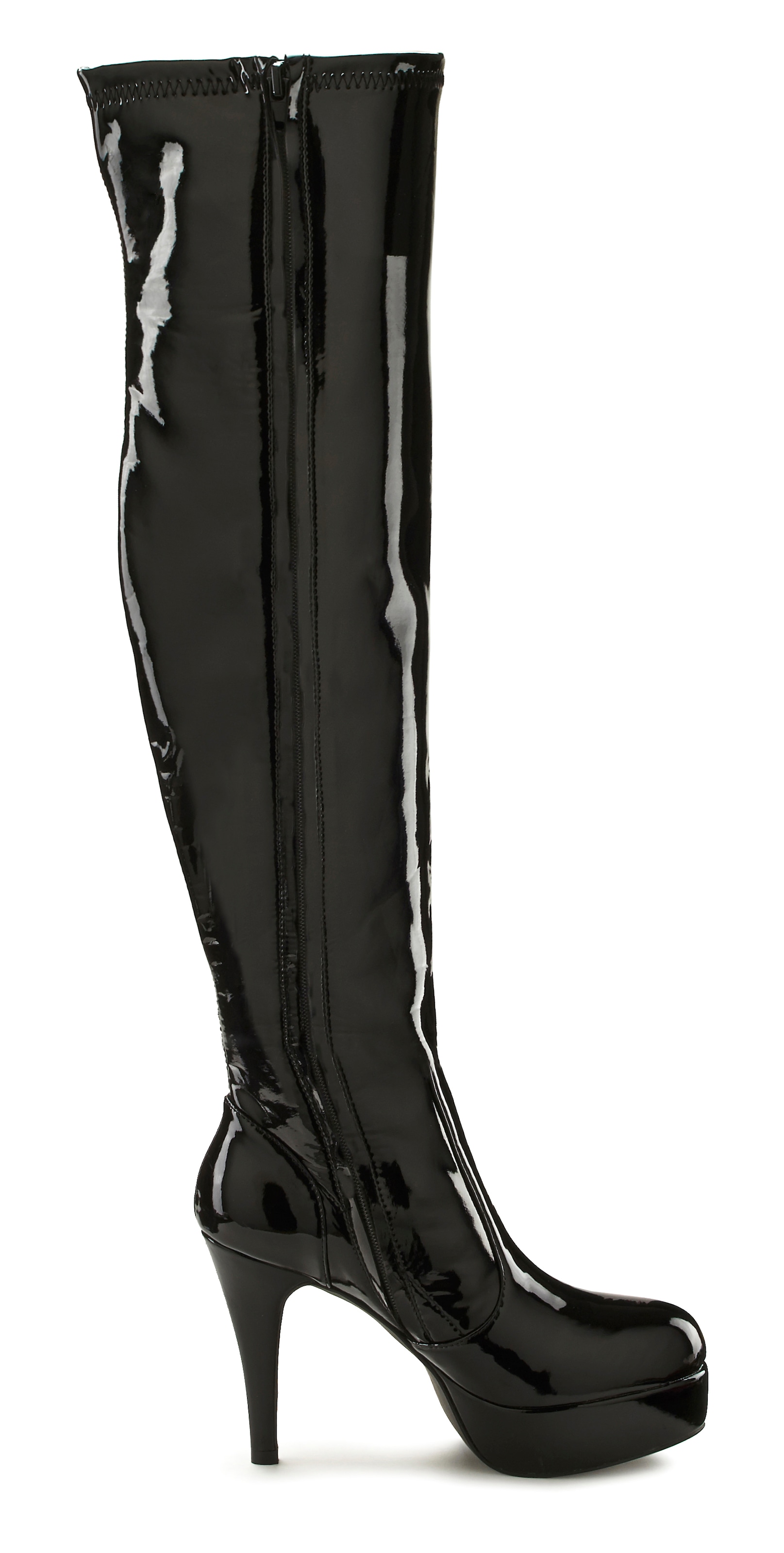 LASCANA Belle Affaire Overkneestiefel »High-Heel-Stiefelette mit Plateau,«, in erotischer Lack-Optik