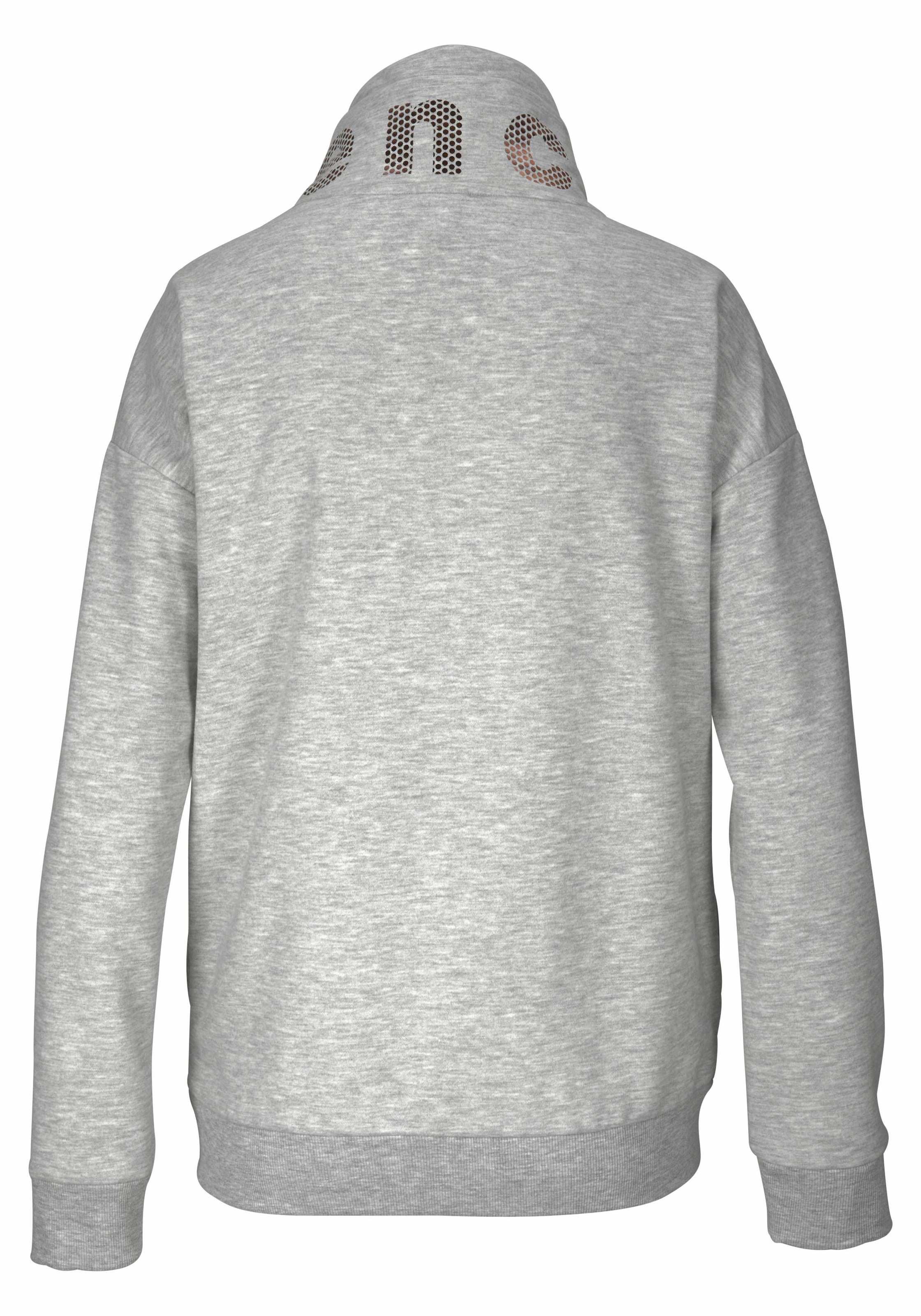Bench. Sweatjacke mit Glanzprint am Stehkragen, Loungeanzug