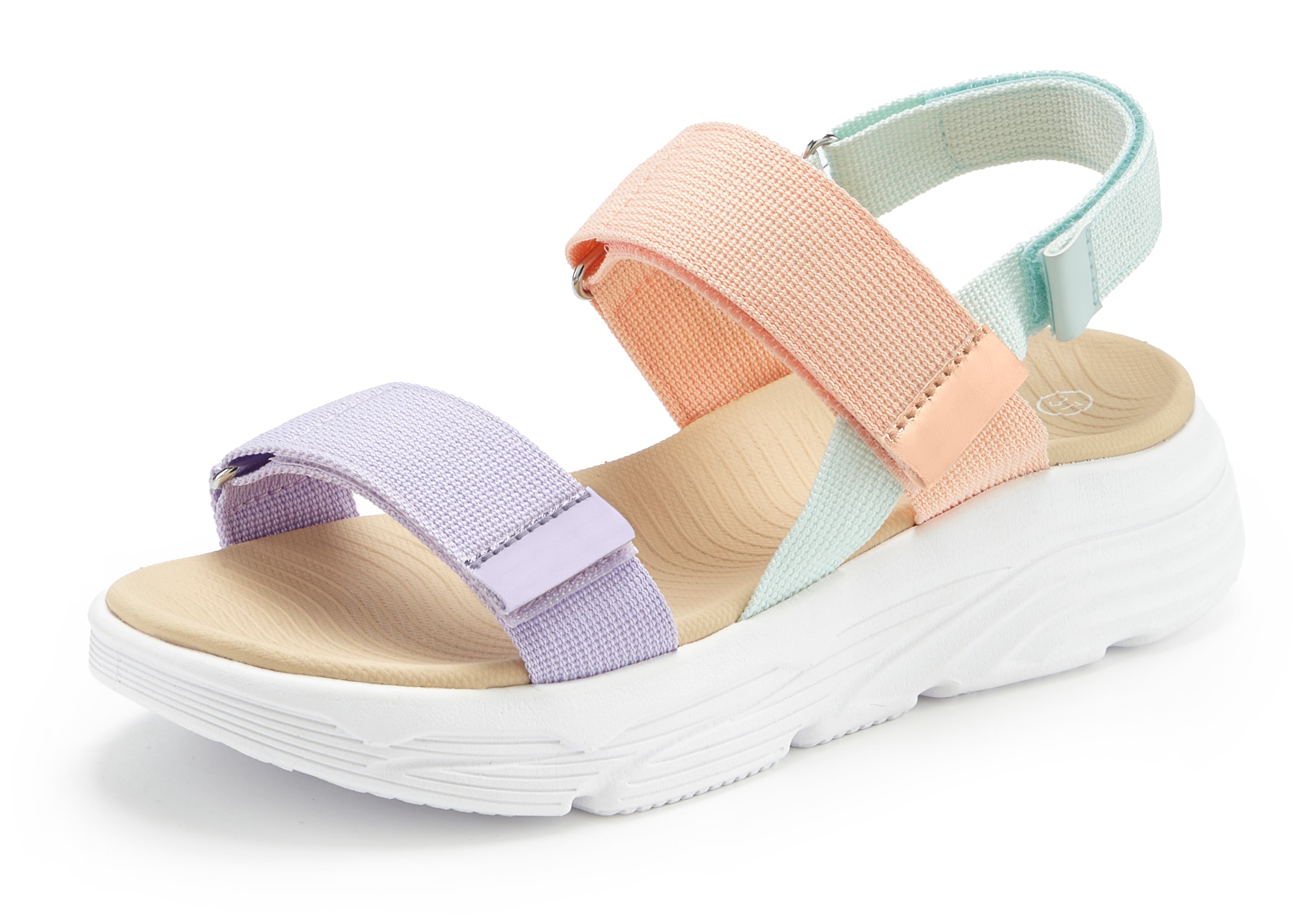 Vivance Sandale »Sandalette, Pantolette, Sommerschuhe, Riemchensandale«  NEU mit bunten Riemchen und Klettverschluss VEGAN