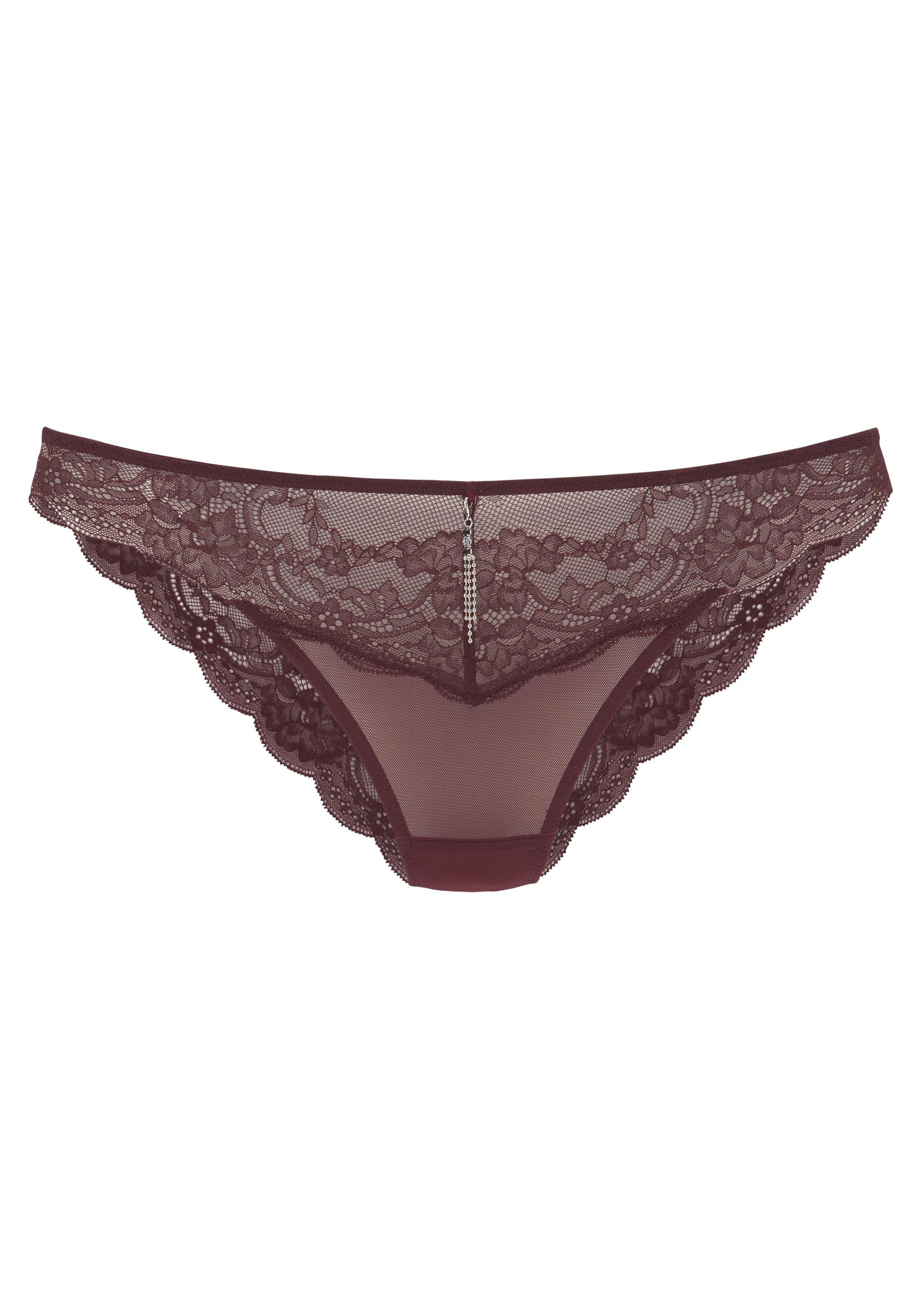 LASCANA Tanga, aus dezent transparenter Spitze mit Strasselement