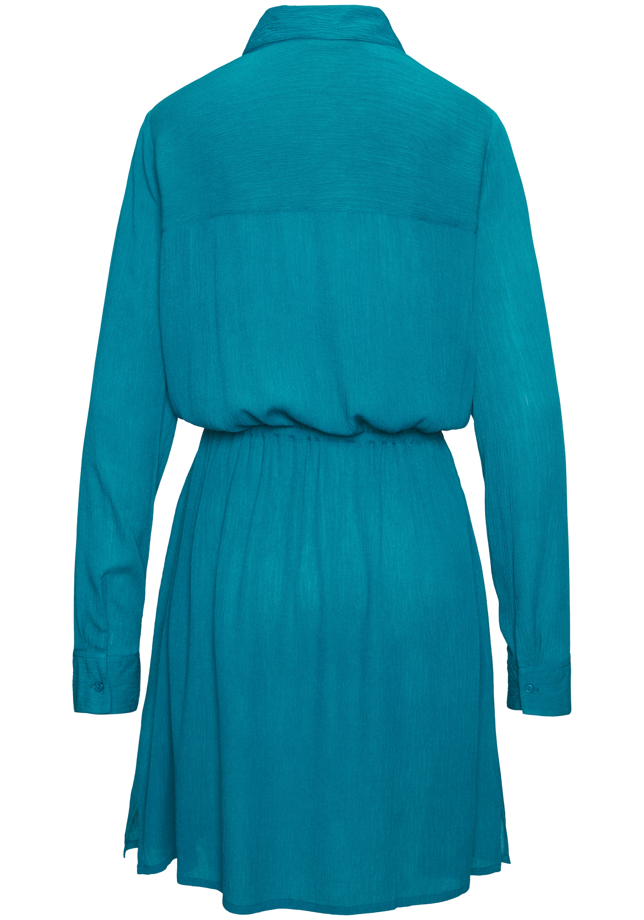 LASCANA Strandkleid »in leichter Crepe-Qualität mit variablem Tunnelzug in der Taille« Ohne Taschen kurzes Hemdblusenkleid, Sommerkleid, Longbluse mit langen Ärmeln