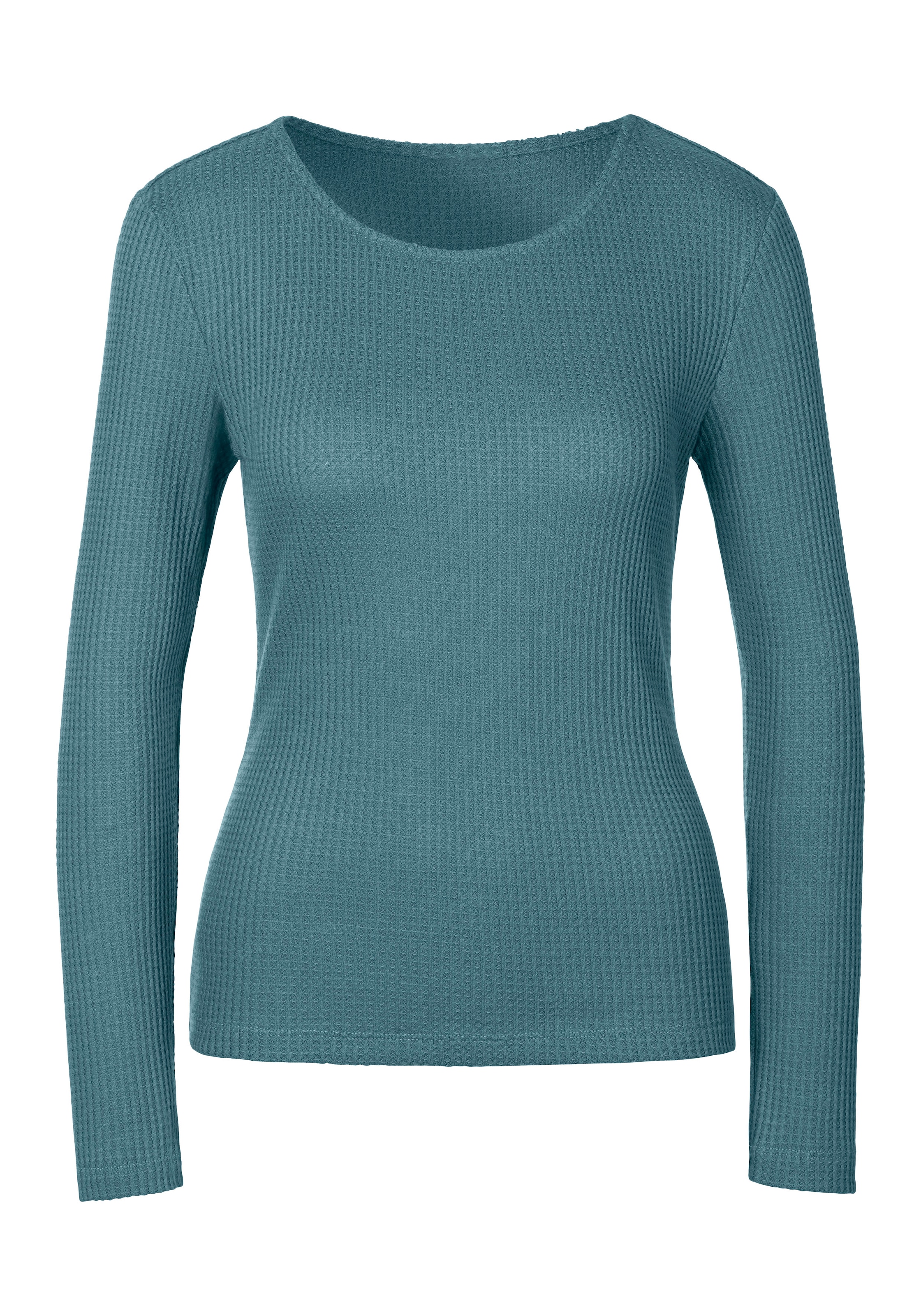 LASCANA Langarmshirt »in modischer Piqué-Optik«, (2er-Pack), aus weicher Qualität mit Viskose
