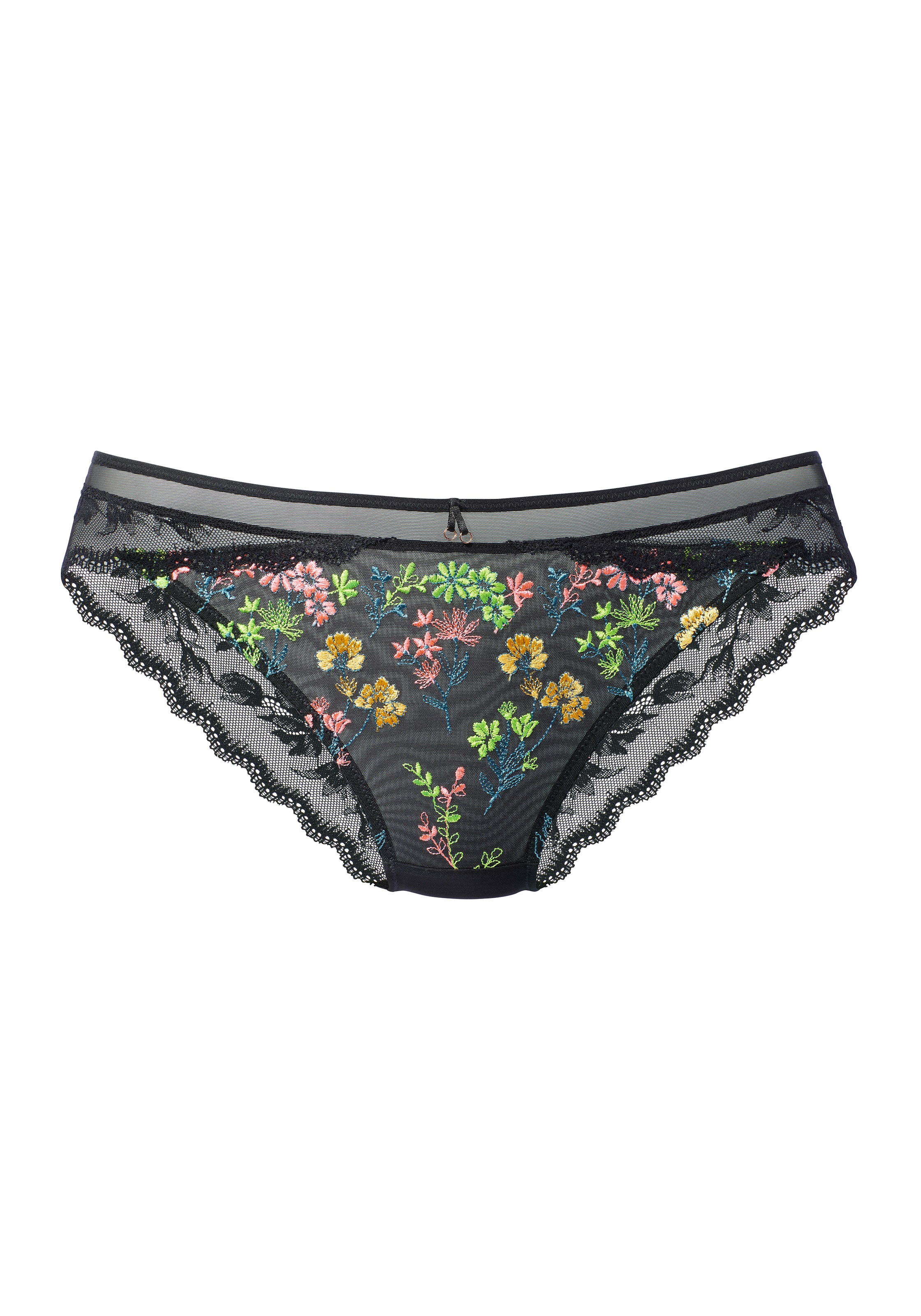 LASCANA Panty mit zarter Blütenstickerei & floraler Spitze in transparenter Optik