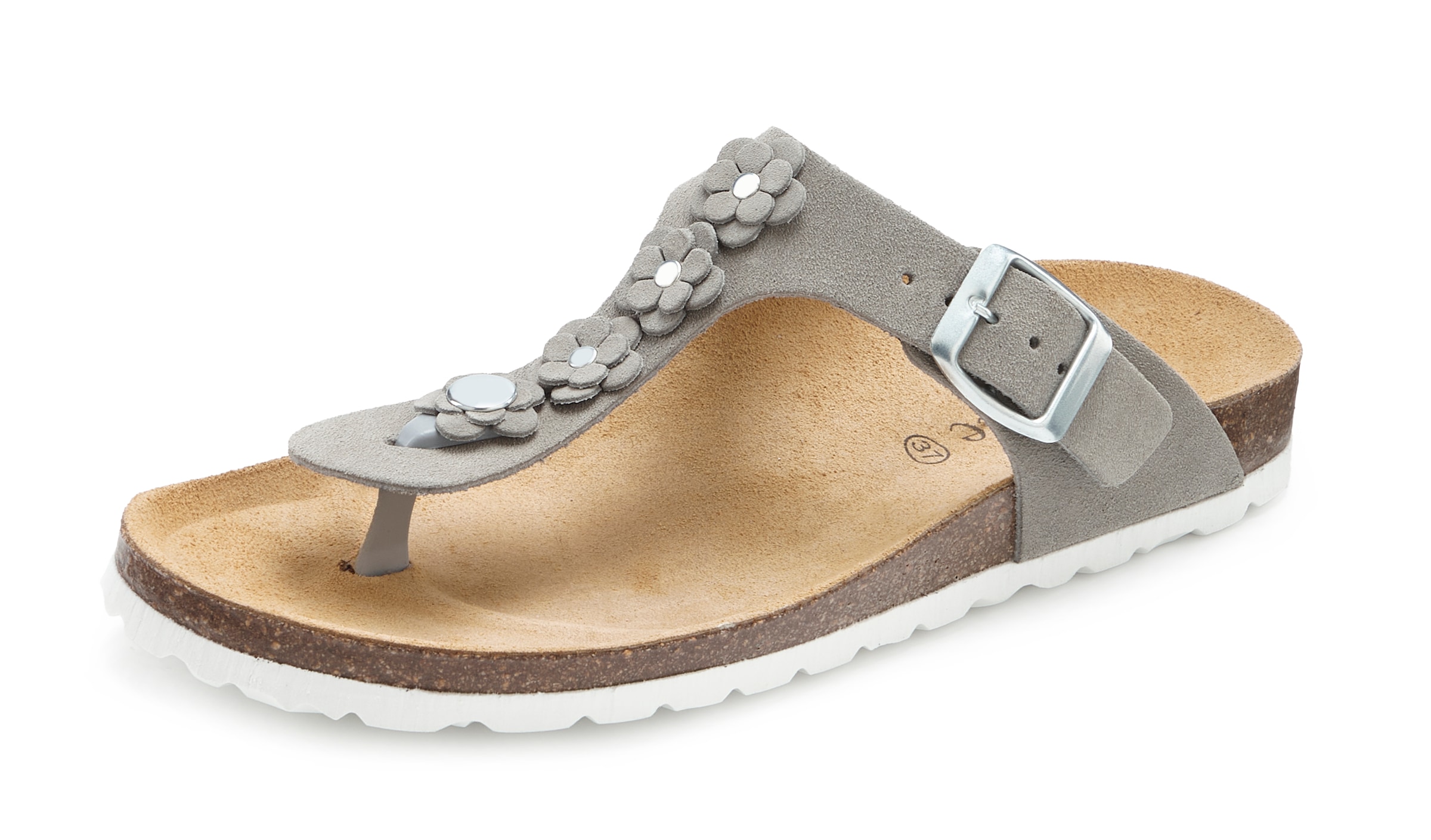 Vivance Pantolette »Mule, Sandale, offener Schuh, Sommerschuh,«  NEU aus Leder mit Korkfußbett und Blüten-Applikation