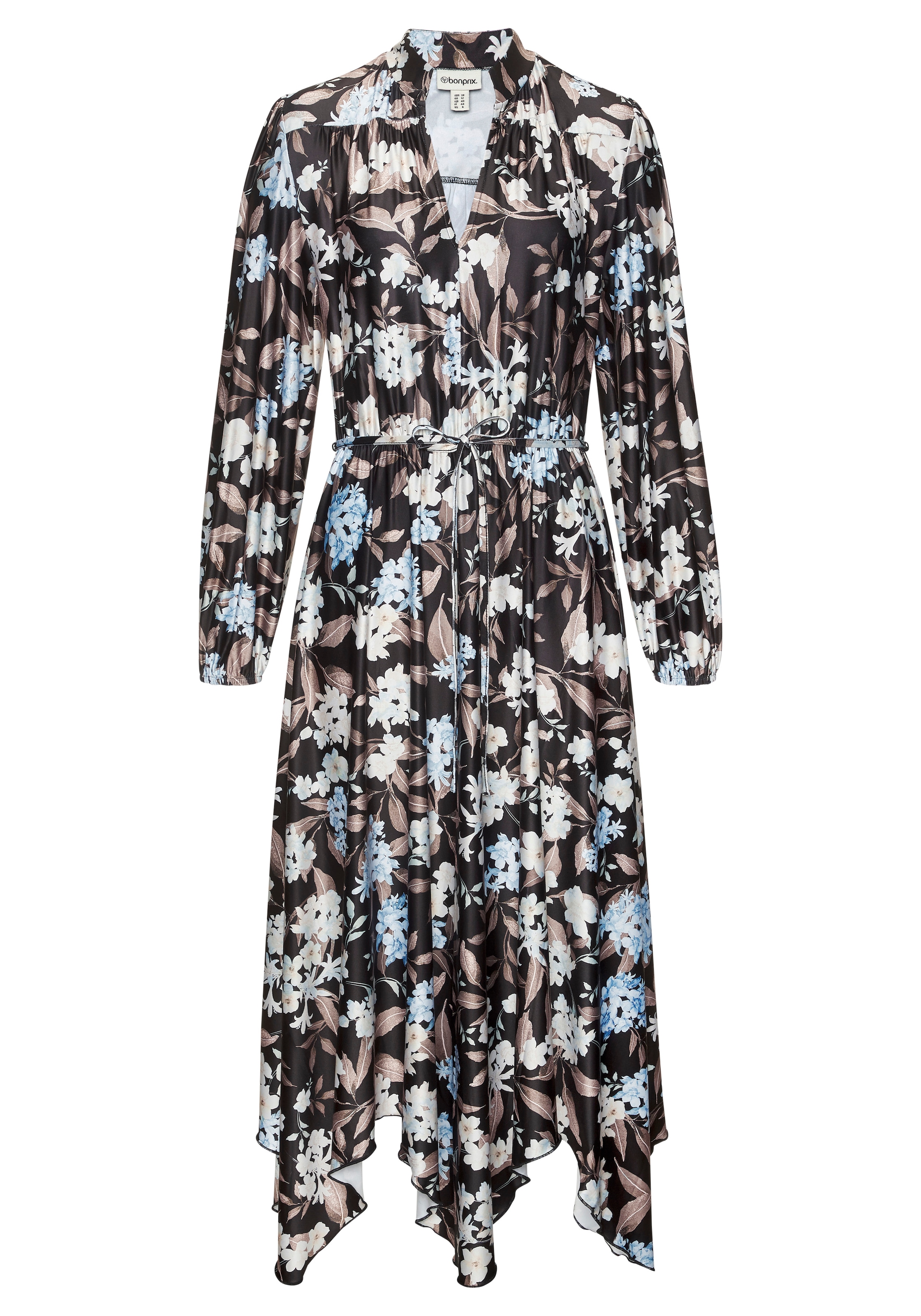 LASCANA Midikleid »aus bügelfreier Qualität mit Blumendruck« mit Bindegürtel,  Ohne Taschen festlich-elegantes Sommerkleid, tailliertes Druckkleid, Jerseykleid