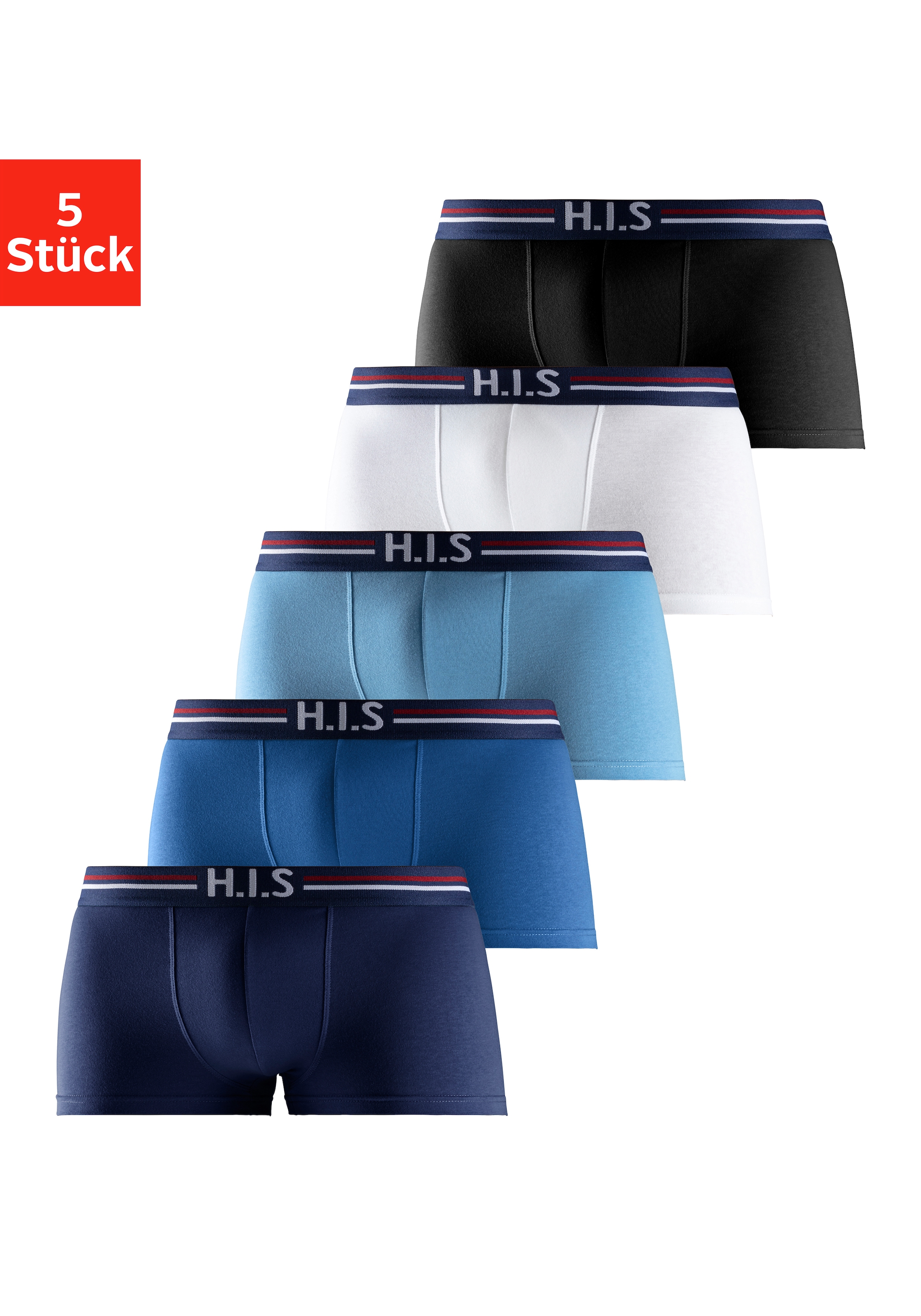 H.I.S Hipster, (Packung, 5 St.), knapp sitzende Boxershorts mit Streifen aus Baumwollmischung