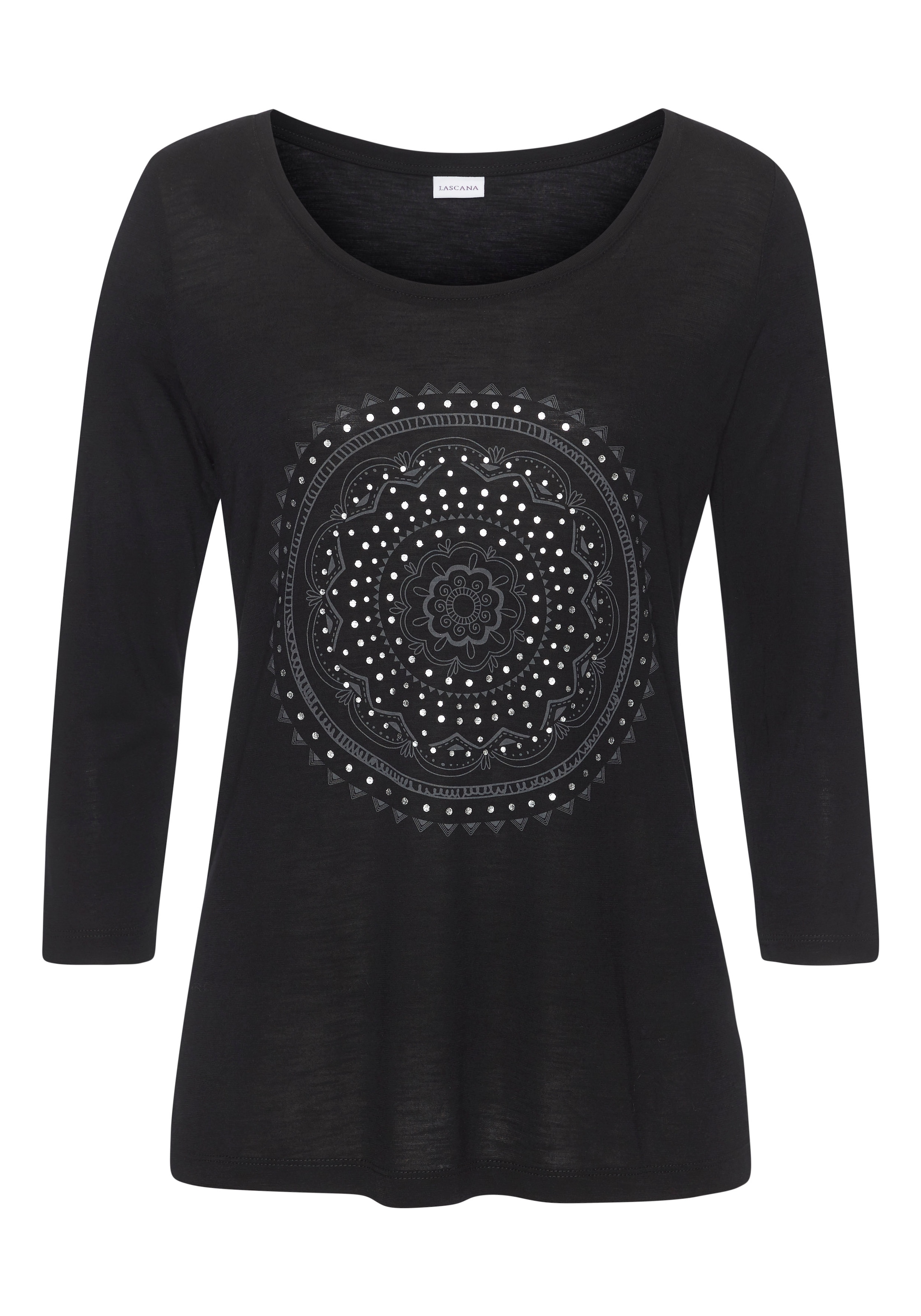 LASCANA Rundhalsshirt mit glänzendem Print