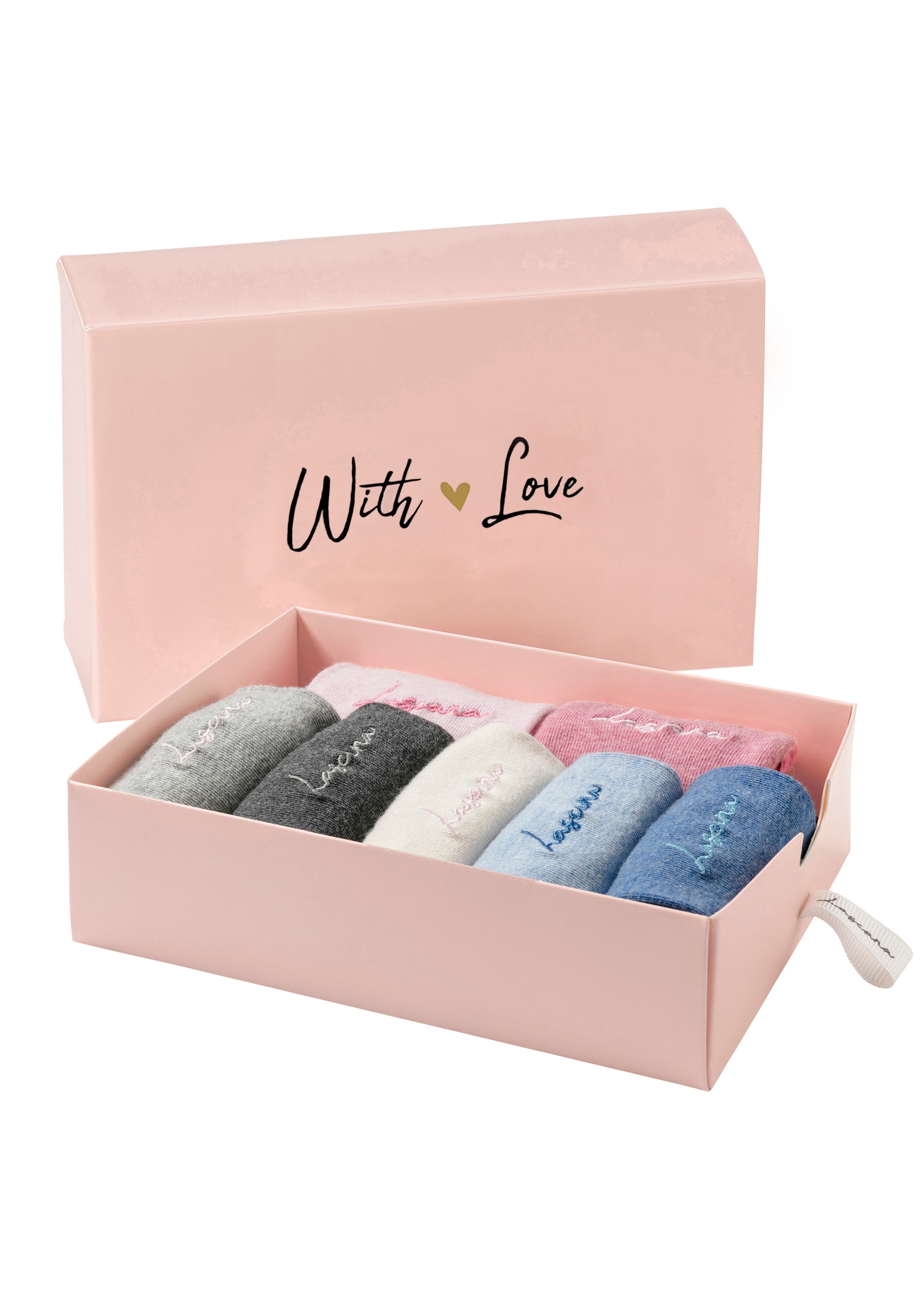 LASCANA Basicsocken, (Box, 7 Paar), mit hochwertiger Logo Stickerei