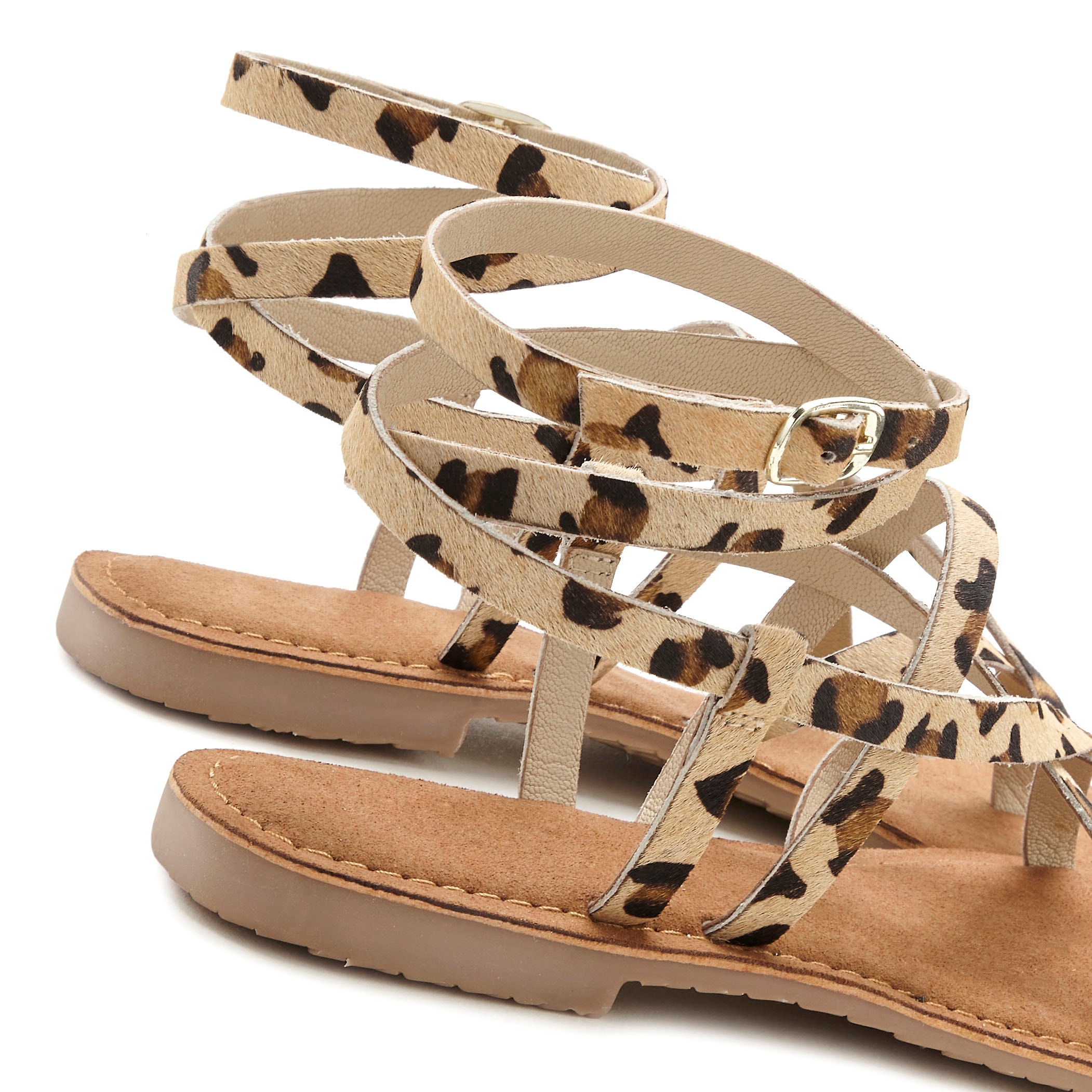 French Connection Sandale »Sandalette, Sommerschuhe, offener Schuh, Ledersandale«  NEU aus hochwertigem Leder in modischem Leo-Look