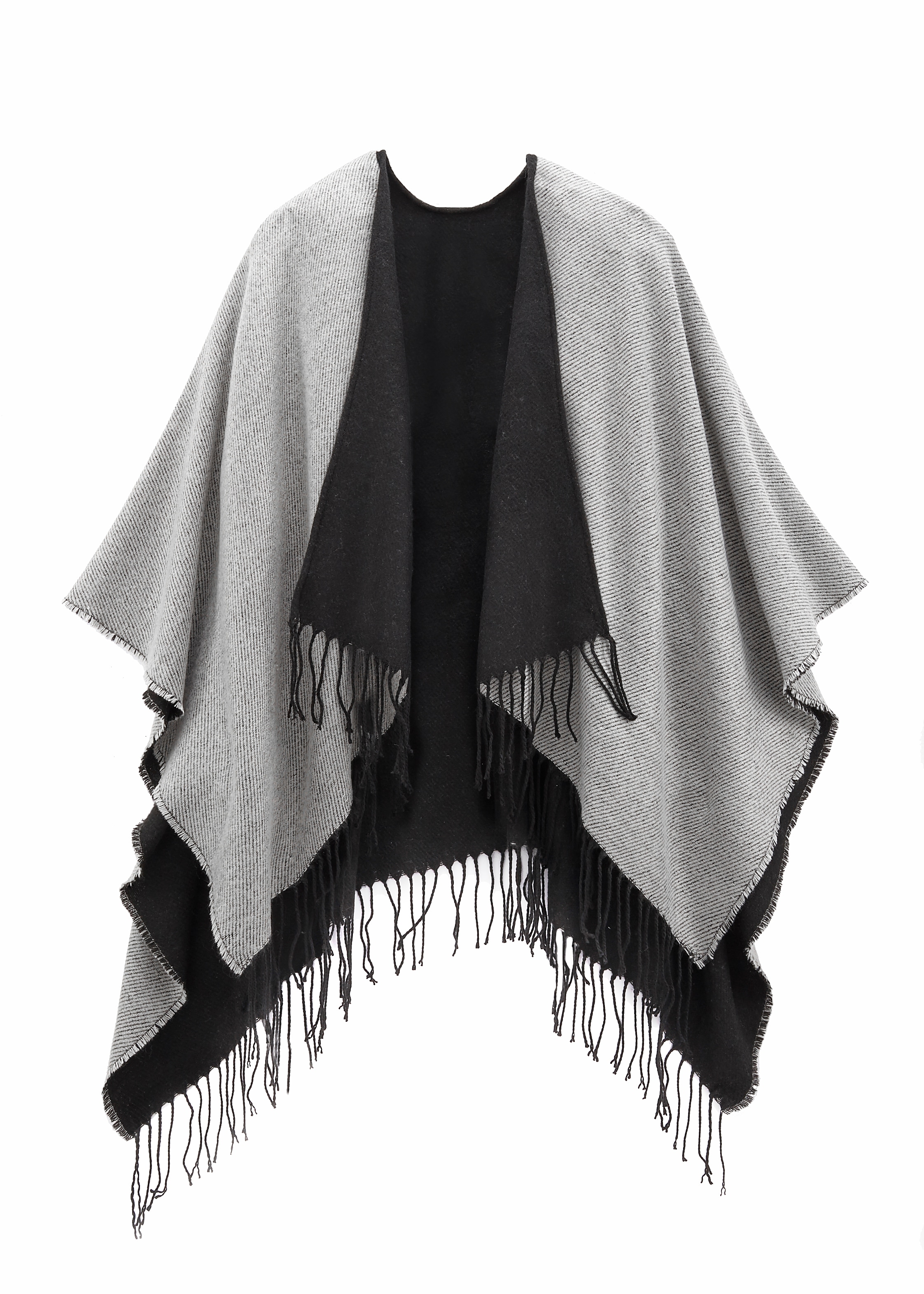 LASCANA Strickponcho, Poncho zum Wenden, Cape, Fransentuch, Schal VEGAN