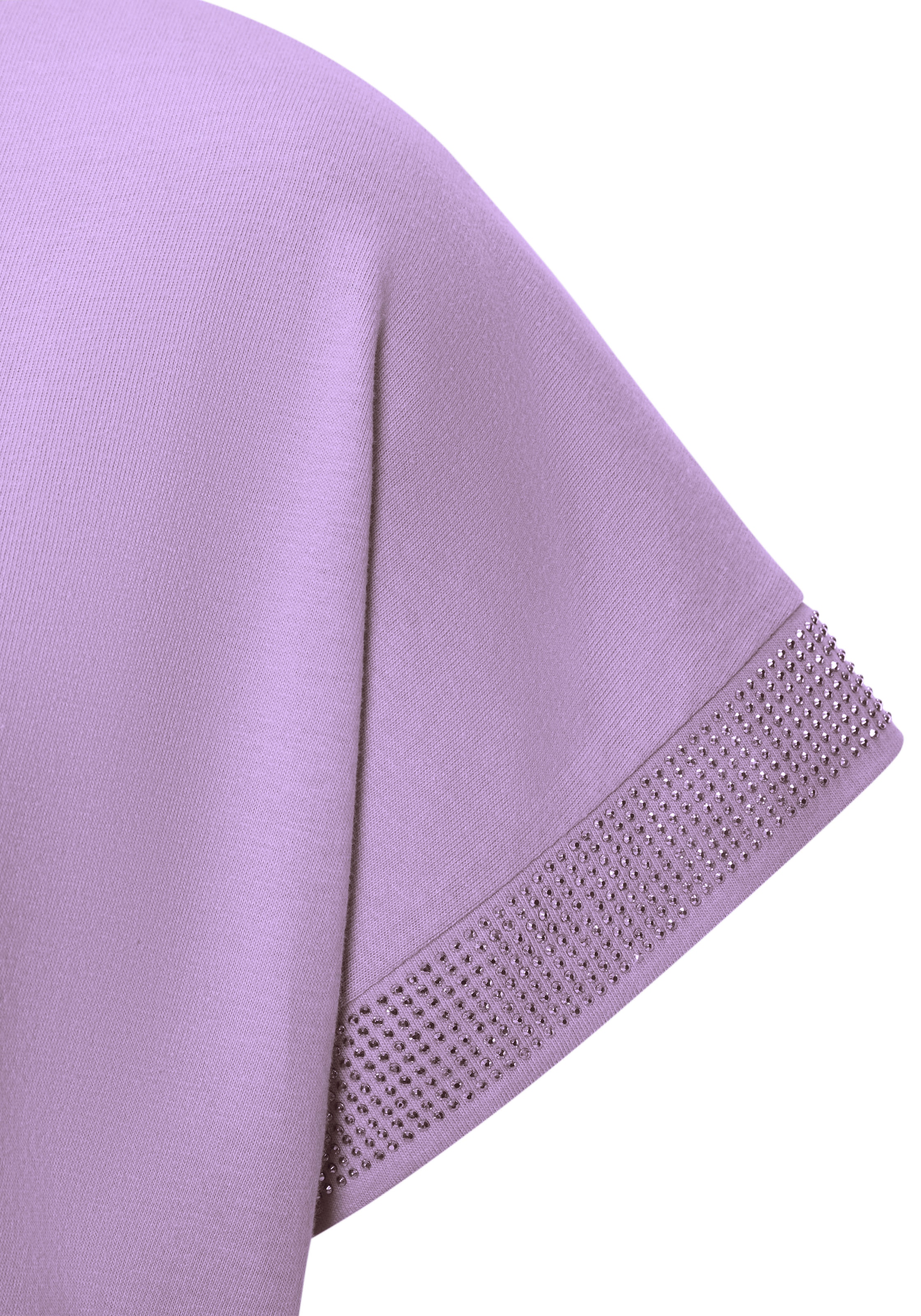 LASCANA Kurzarmshirt »mit glitzernem Strass-Design am Arm«, aus weicher Baumwoll-Qualität
