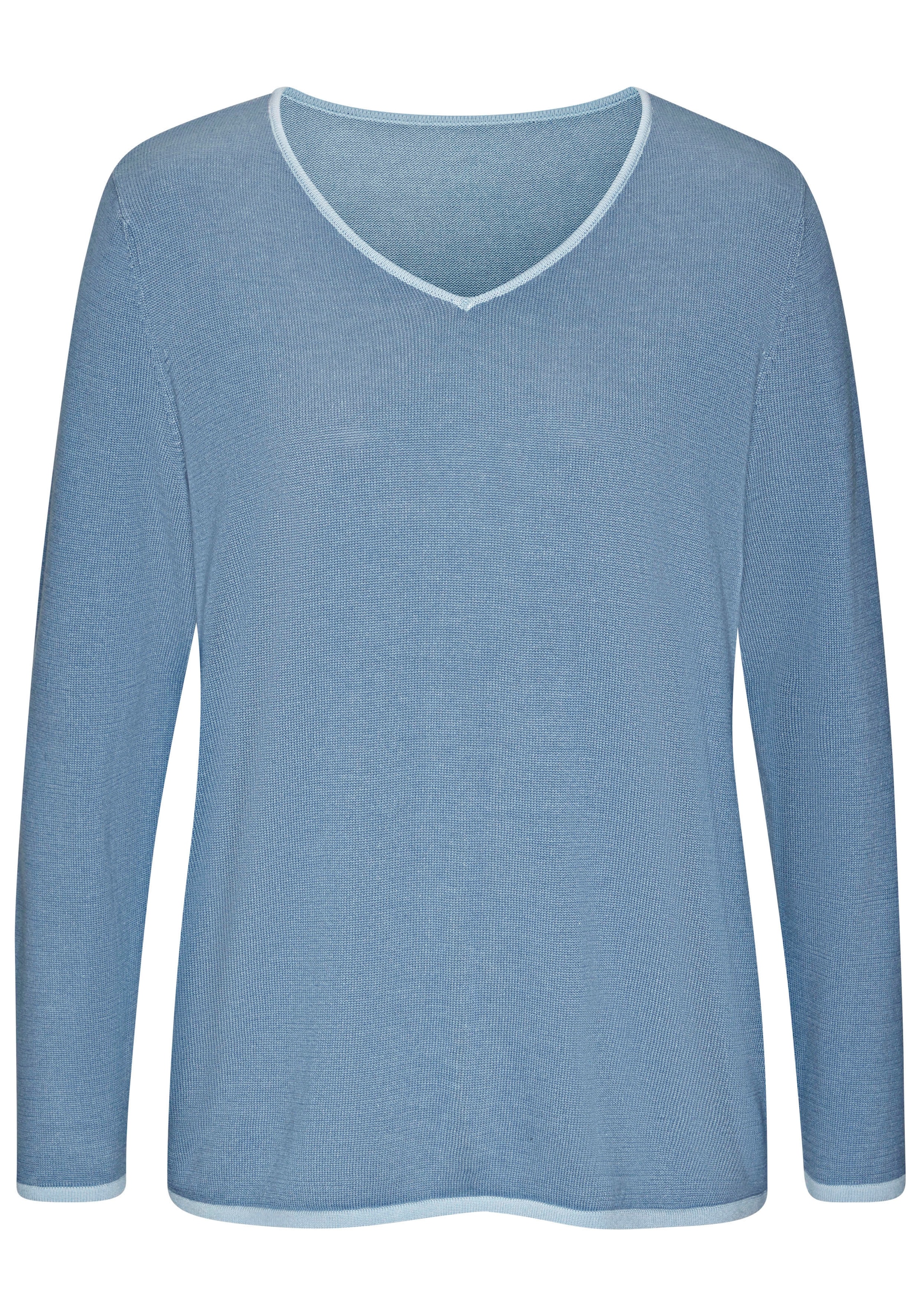 Vivance V-Ausschnitt-Pullover mit Kontrastkanten, casual