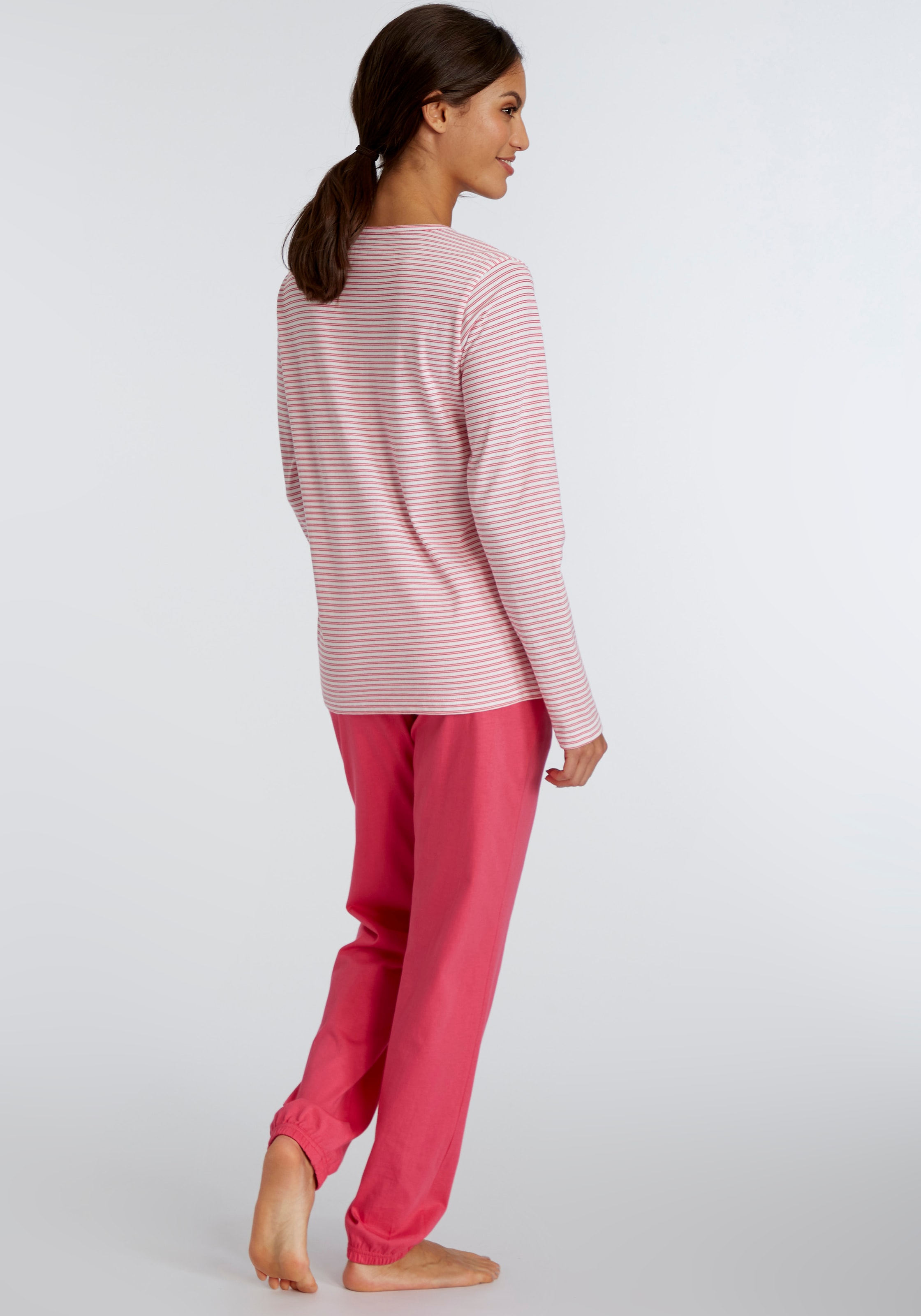 Vivance Dreams Pyjama, (Set, 2 tlg.), mit garngefärbten Streifen