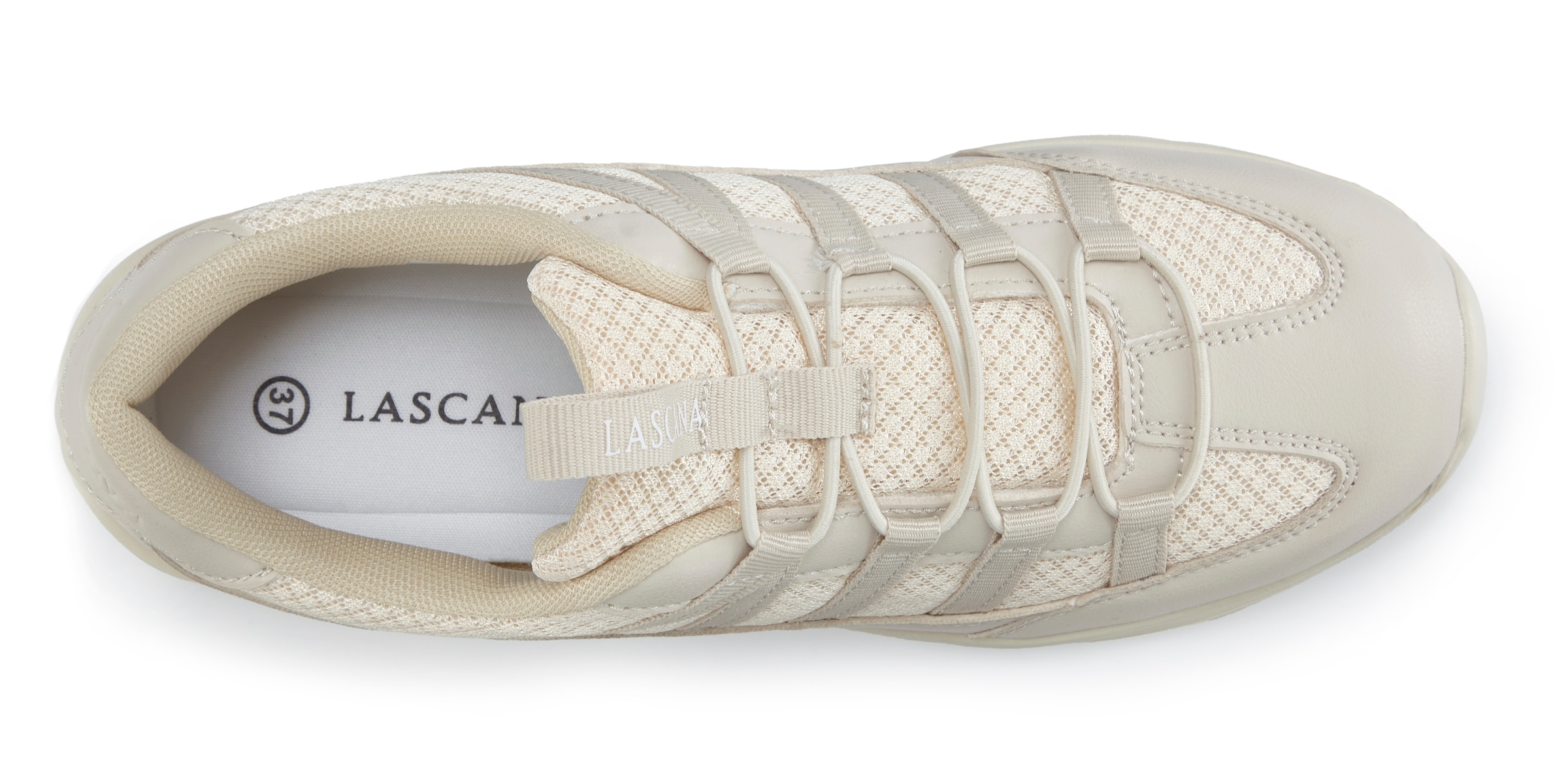 LASCANA Sneaker, Slip-On Freizeitschuh, Halbschuh mit elastischen Schnürbändern VEGAN