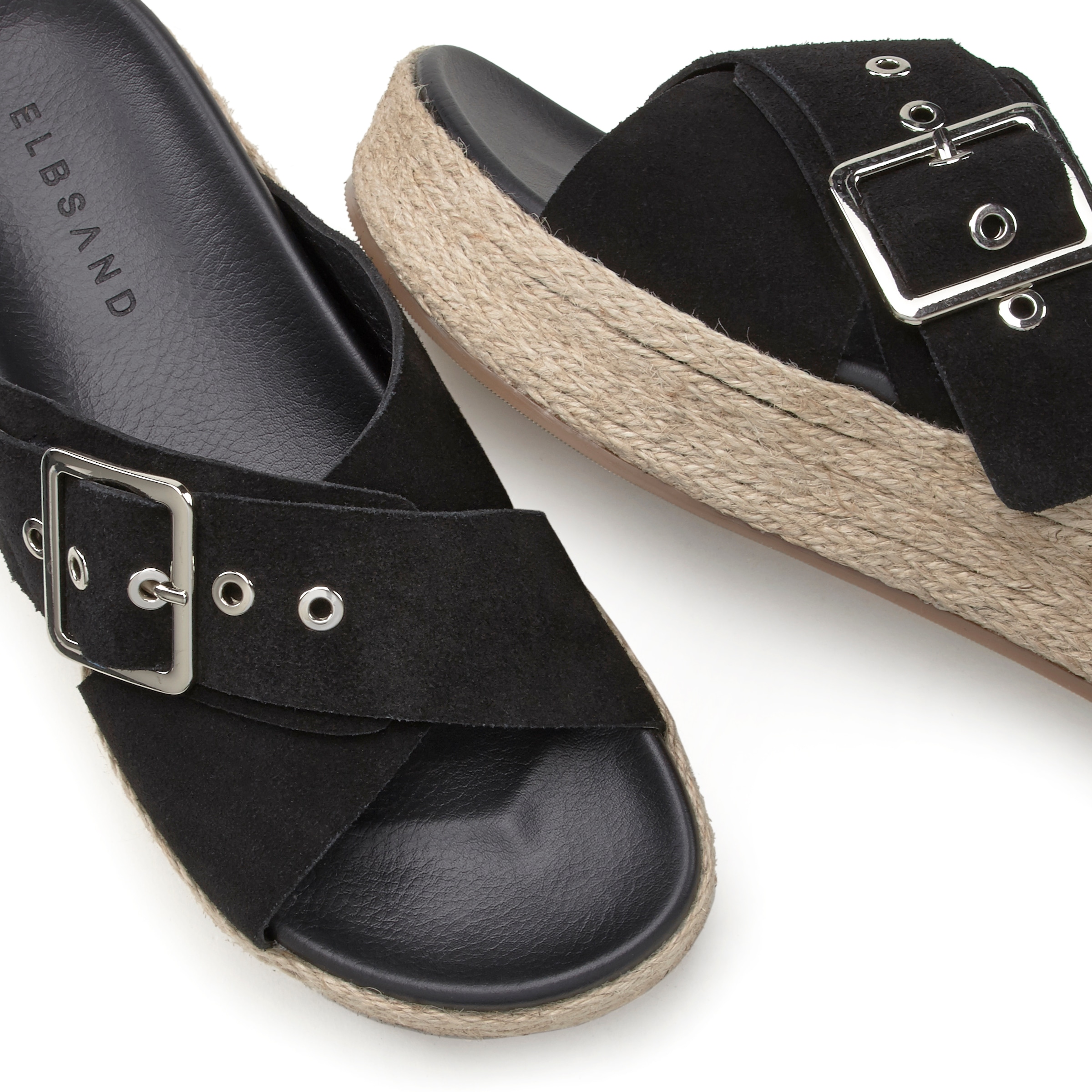 Elbsand Pantolette, Mule, Sandale, offener Schuh mit Plateauabsatz aus Leder
