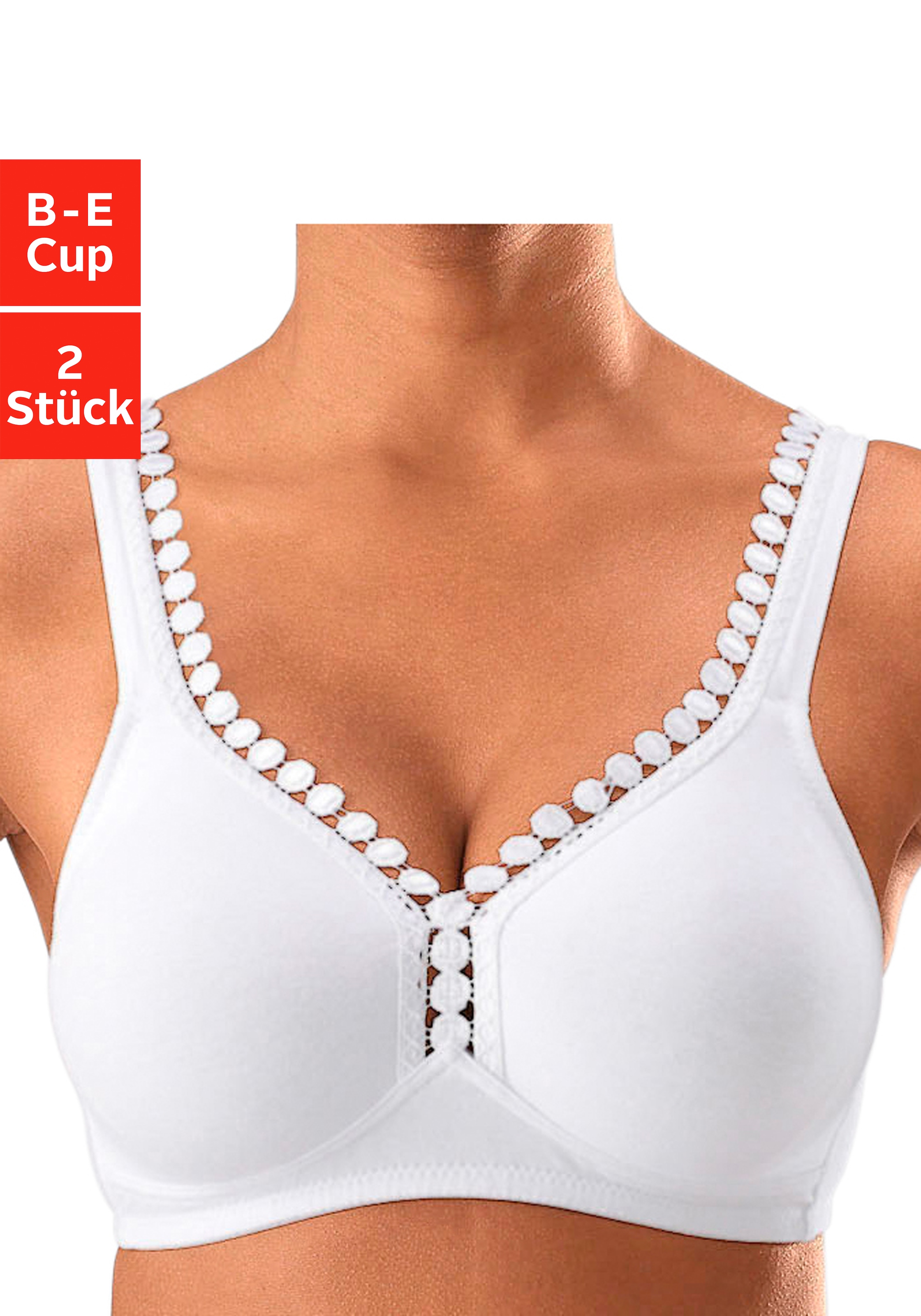 petite fleur Soft-BH Packung, 2 Stück,  ohne Bügel, mit dekorativer Zierkante