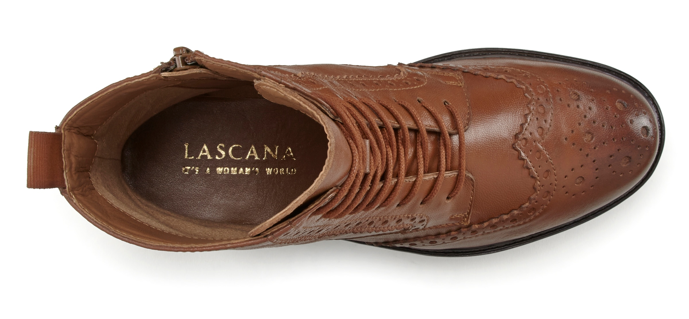 LASCANA Schnürboots, Schnürstiefelette, Ankle Boots, Leder, Schnüren & Reißverschluss