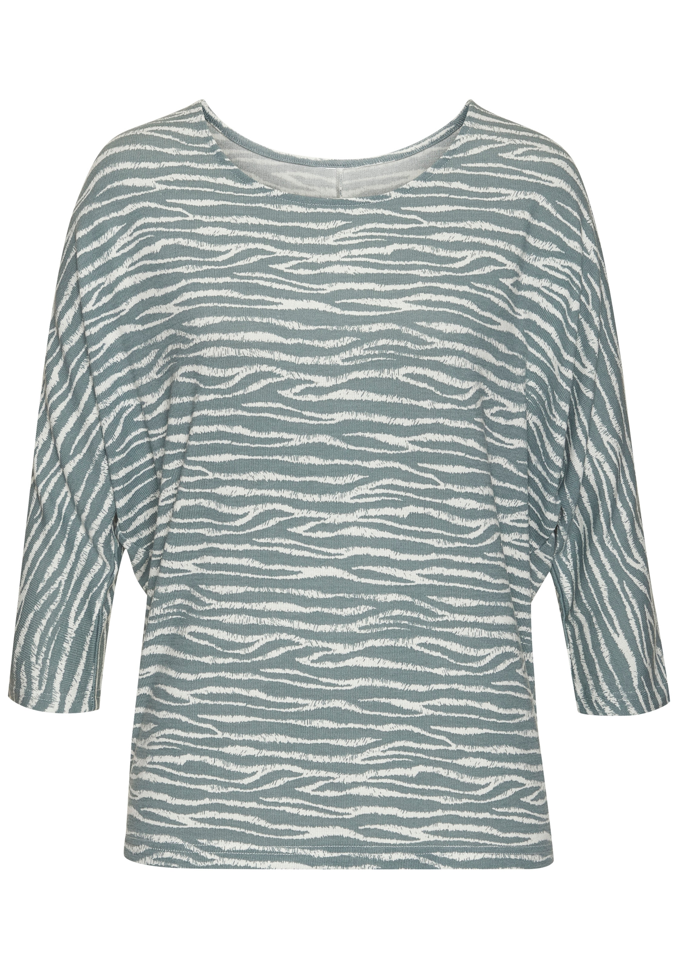 LASCANA 3/4-Arm-Shirt »mit modischem Zebra-Muster«, aus weichem Viskose-Strick