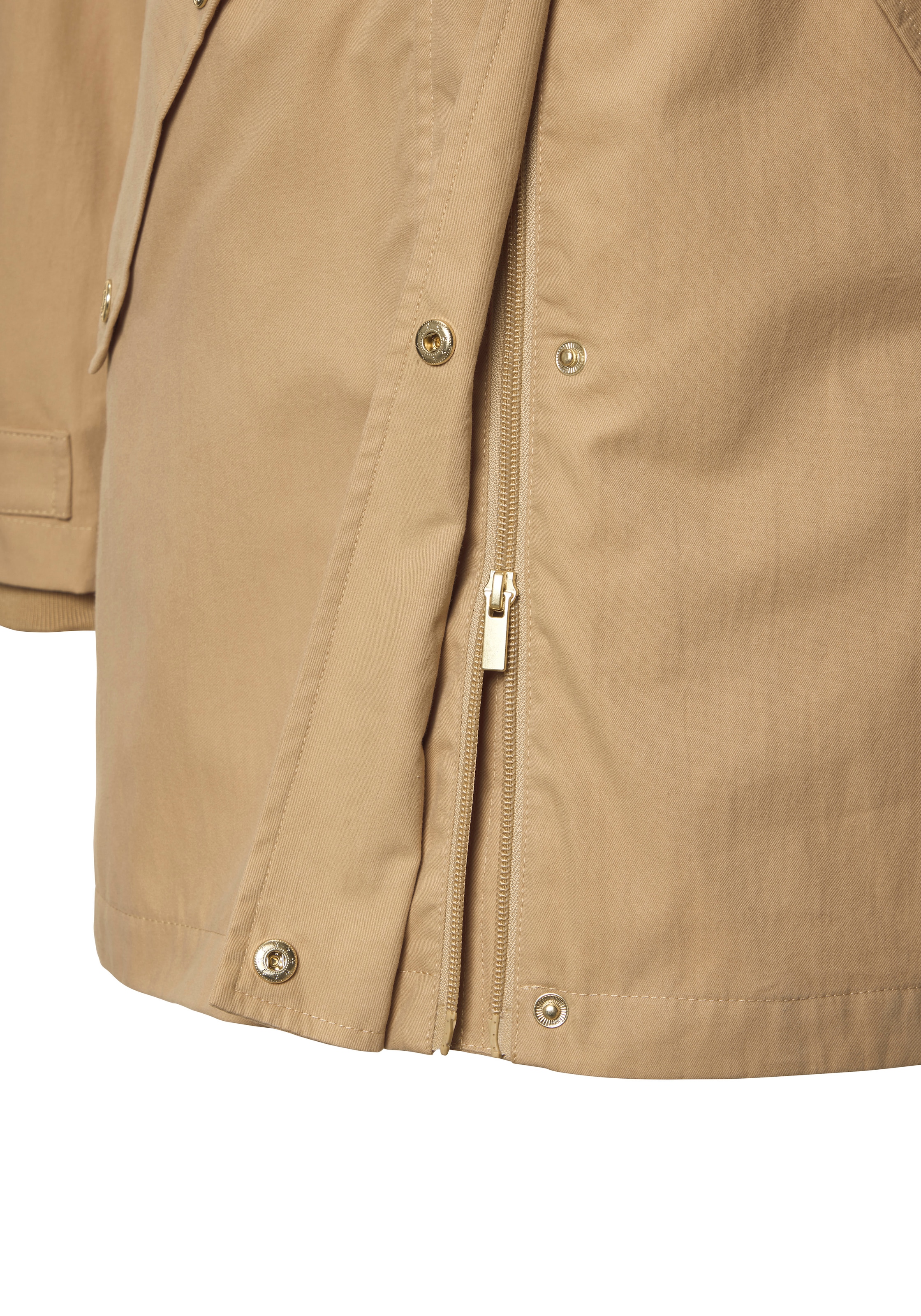 French Connection Outdoorjacke mit Kapuze Saumschlitz mit Druckknöpfen auf der Rückseite