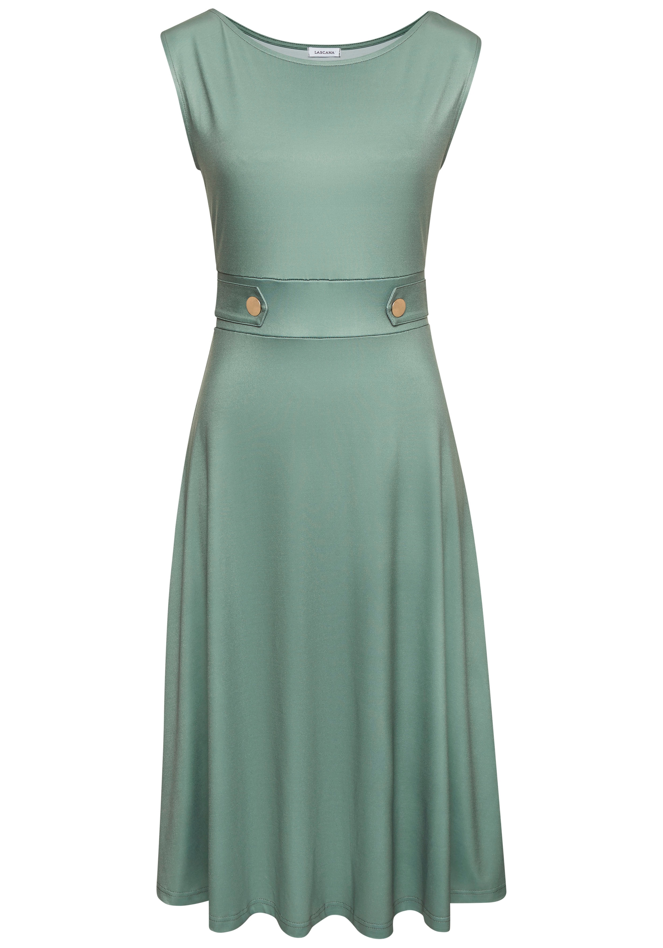 LASCANA Midikleid, mit dekorativen Riegeln und goldenen Zierknöpfen, bügelfrei