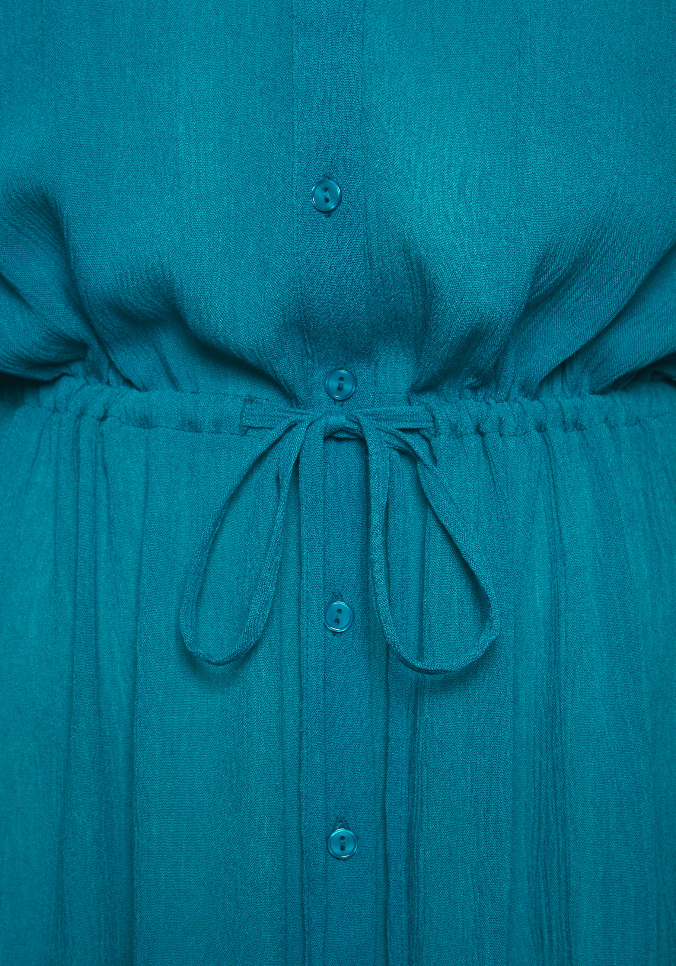 LASCANA Strandkleid »in leichter Crepe-Qualität mit variablem Tunnelzug in der Taille« Ohne Taschen kurzes Hemdblusenkleid, Sommerkleid, Longbluse mit langen Ärmeln