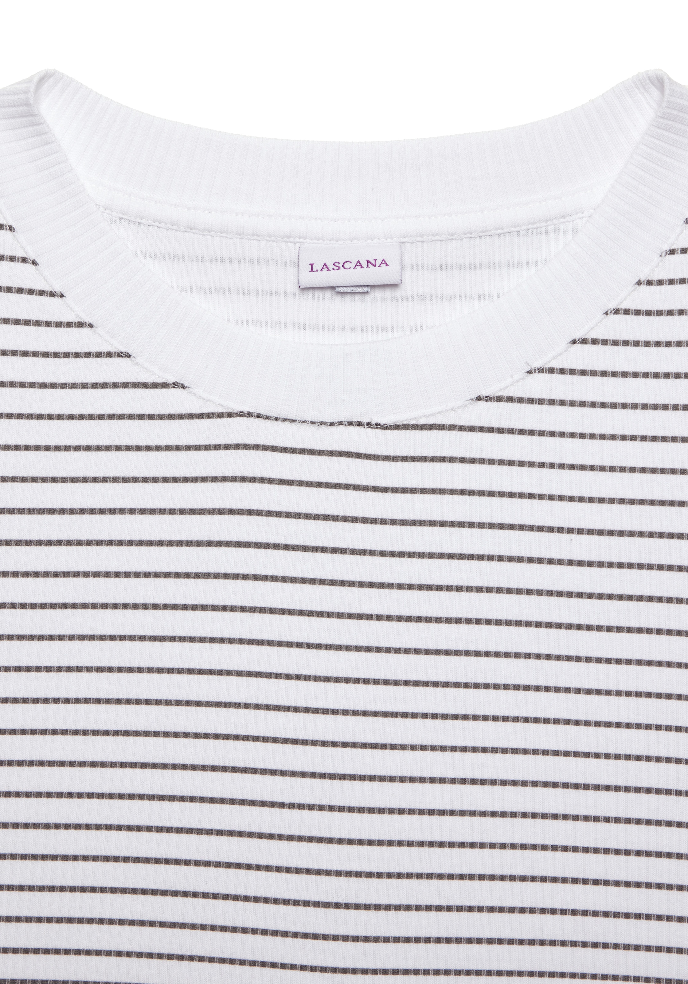 LASCANA Langarmshirt »aus weicher Rippware mit Streifenmuster« langärmeliges Streifenshirt, Rippshirt mit schmaler Passform, casual