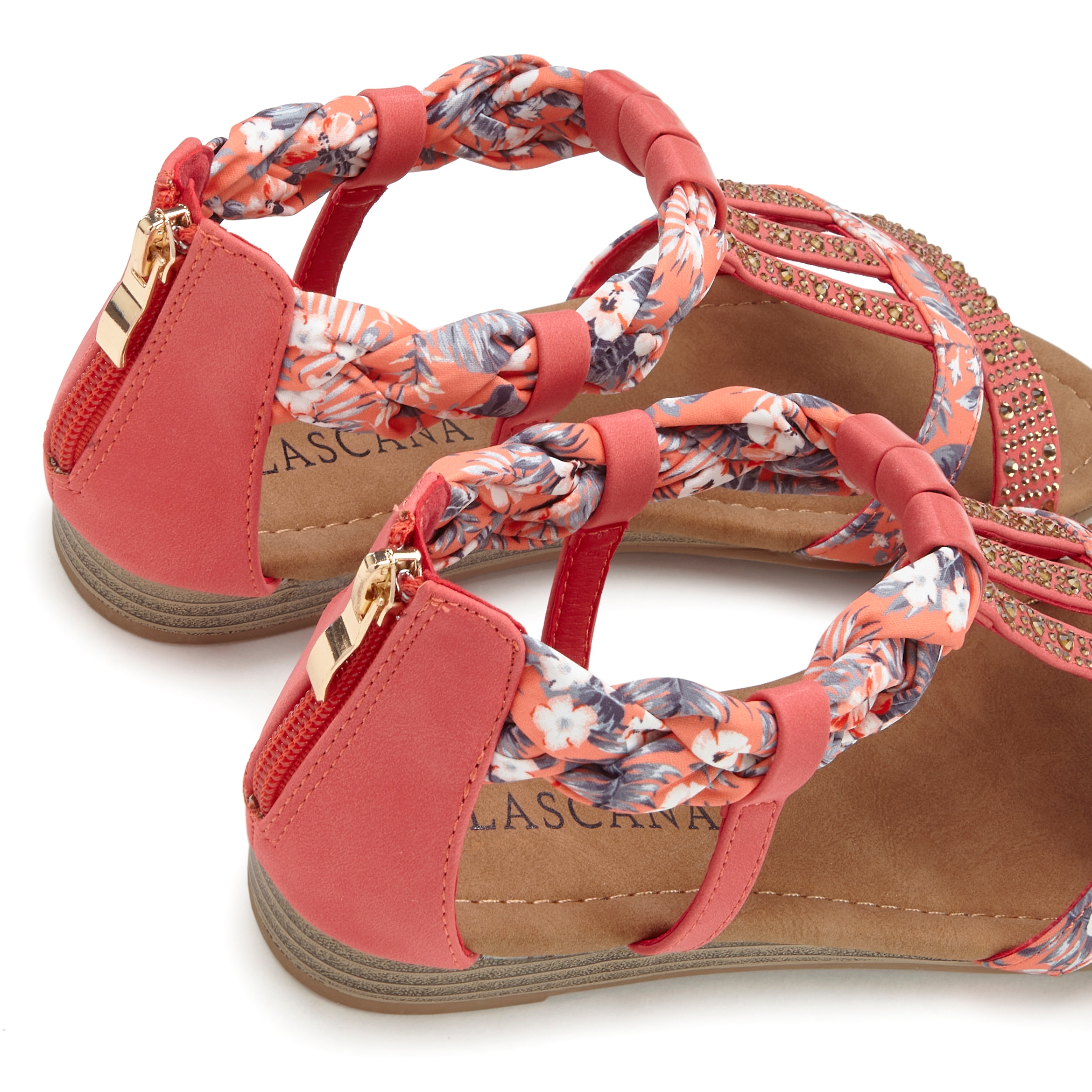 LASCANA Sandale »Sommerschuh, Sandalette,«, mit Verzierung und kleinem Keilabsatz im Festival-Look VEGAN