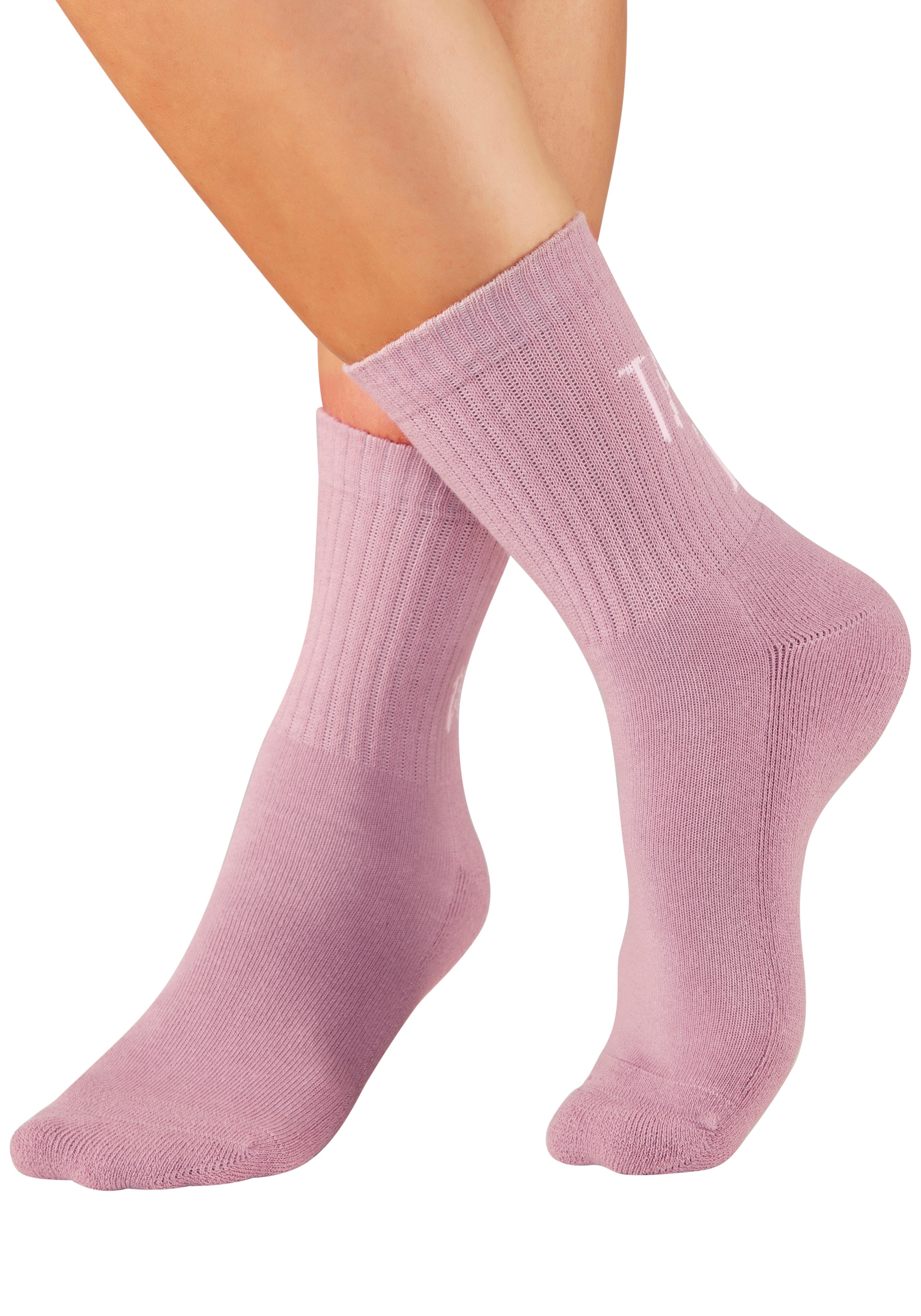 H.I.S Tennissocken »Damen Sportsocken daily socks« Packung, 7 Paar tlg. mit Fußfrottee und ansprechenden Schriftzügen