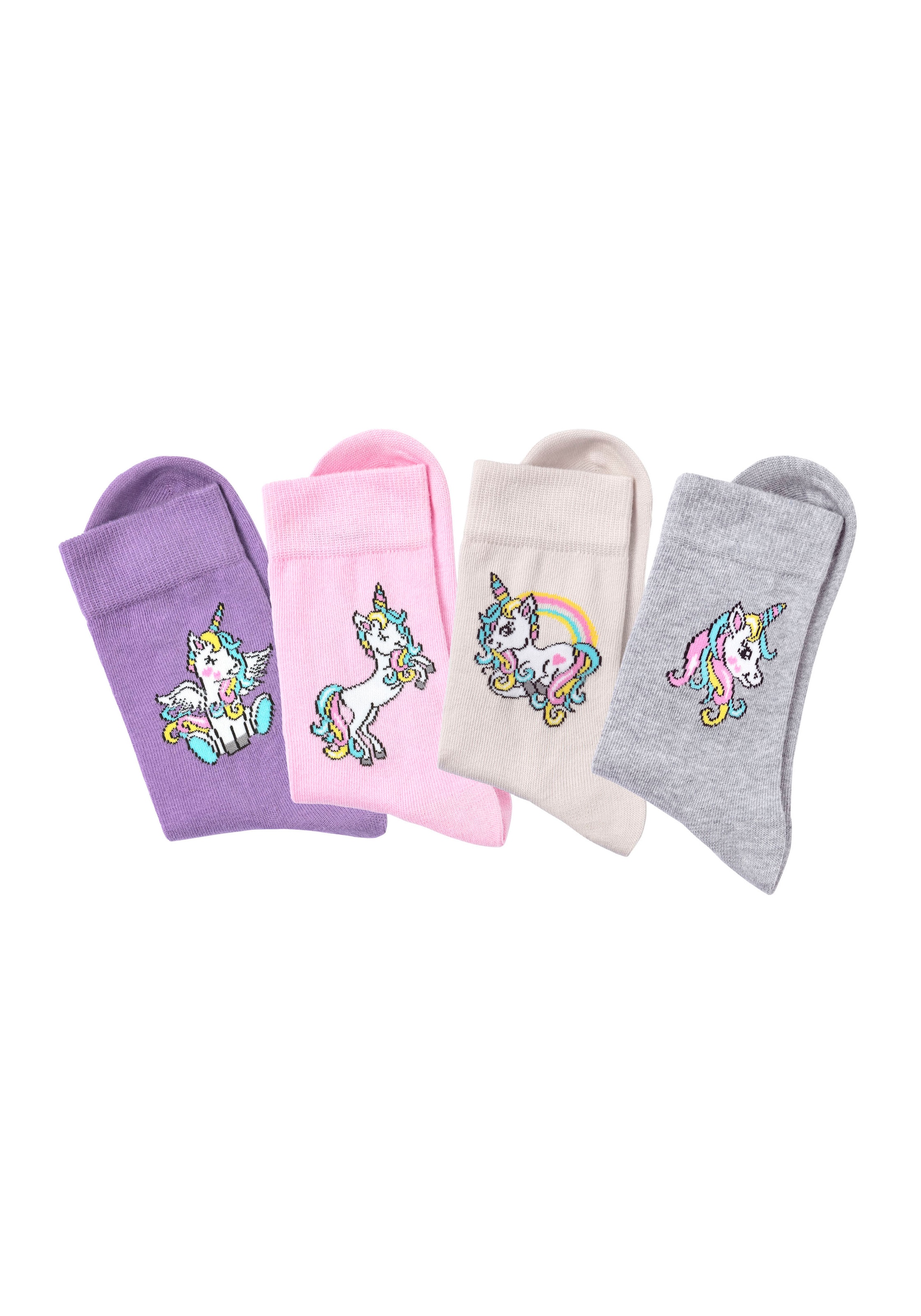 H.I.S Basicsocken Packung, 4 Paar tlg. mit Einhorn Motiven