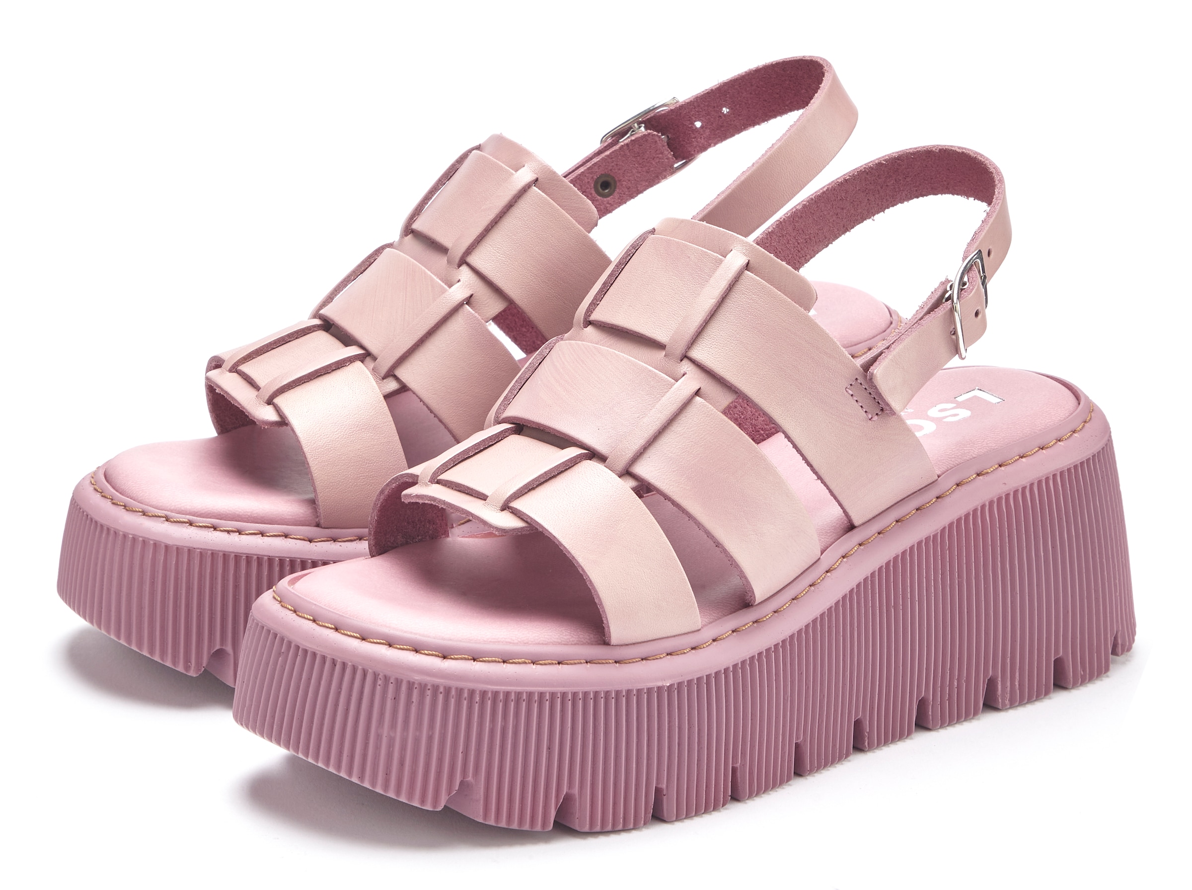 LSCN by LASCANA Sandalette »Sommerschuh«, Sandale, Sommerschuh, Pantolette aus Leder mit Plateau