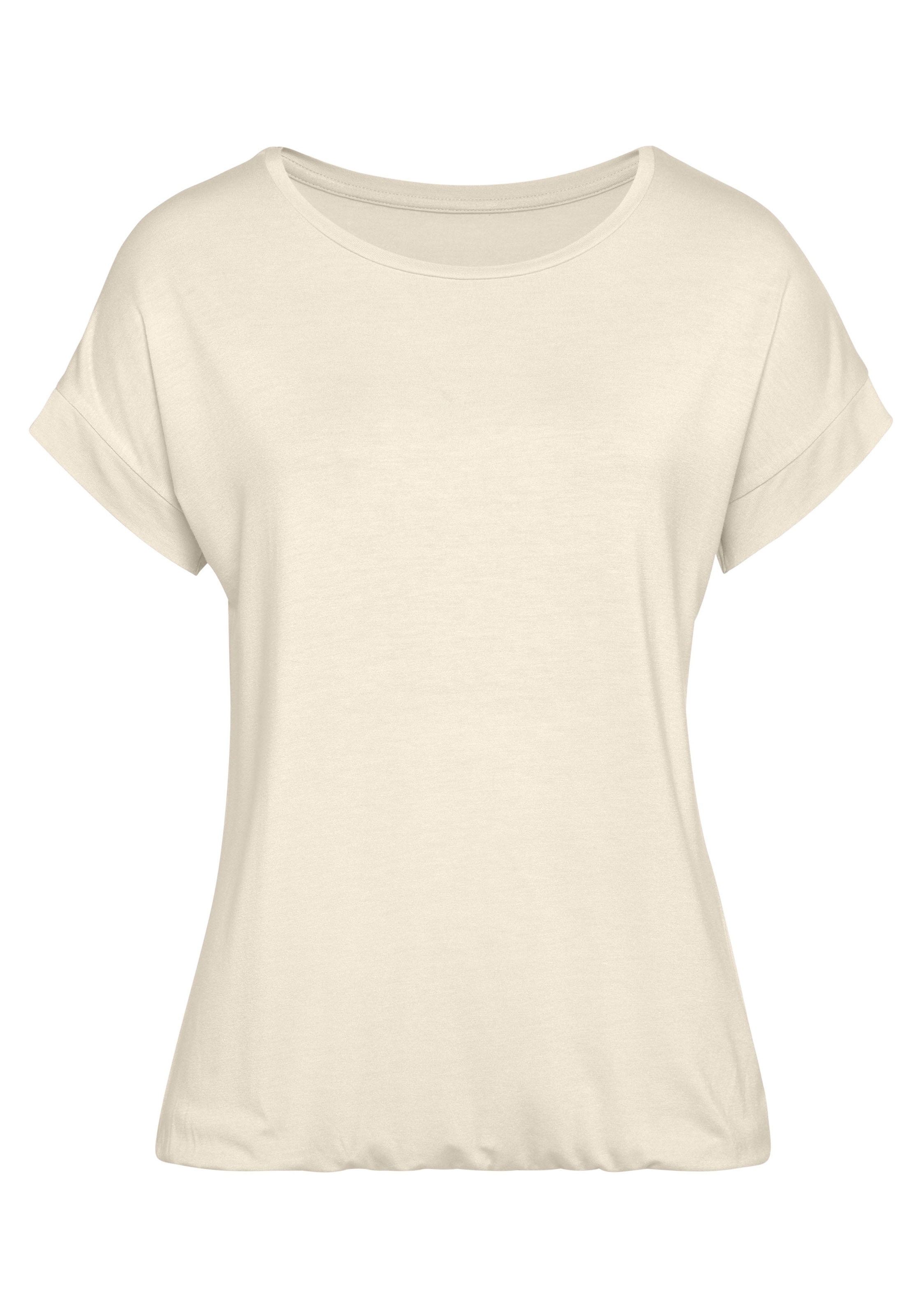 Vivance Kurzarmshirt »mit Gummizug im Bund«, (2er-Pack), aus weichem Viskose-Stretch