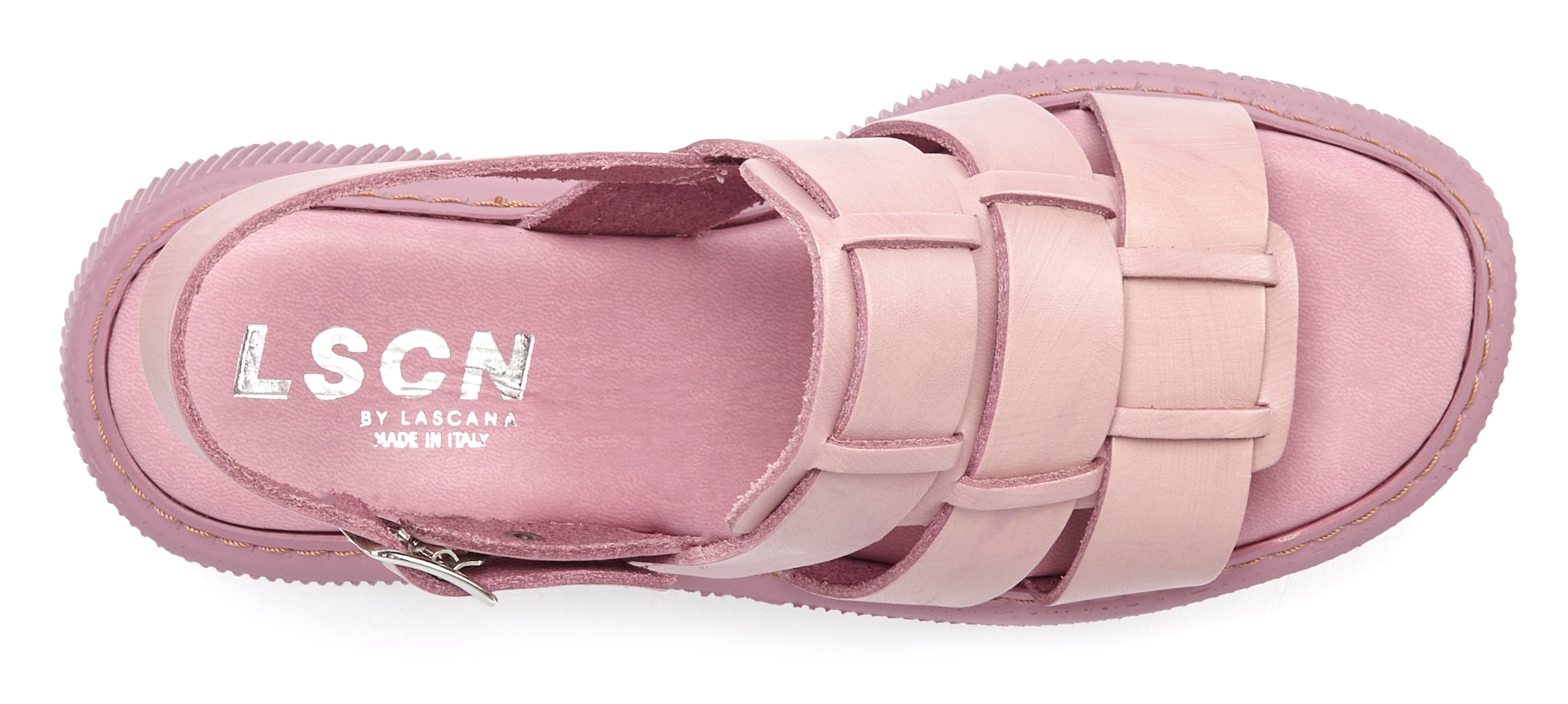 LSCN by LASCANA Sandalette »Sommerschuh«, Sandale, Sommerschuh, Pantolette aus Leder mit Plateau