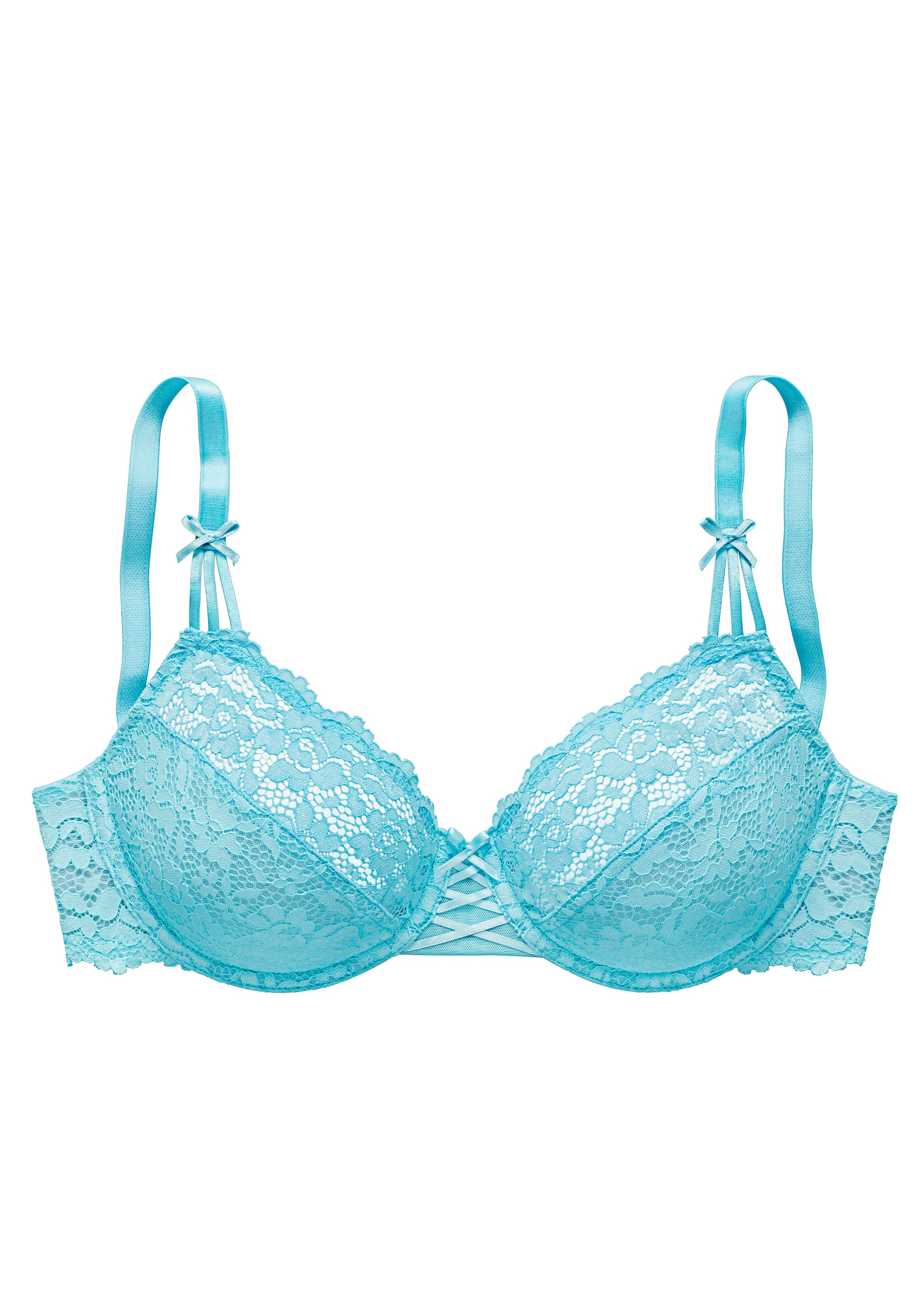 Vivance Bügel-BH, aus floraler Spitze mit feiner Schnürung aus Satin Bändern, Dessous