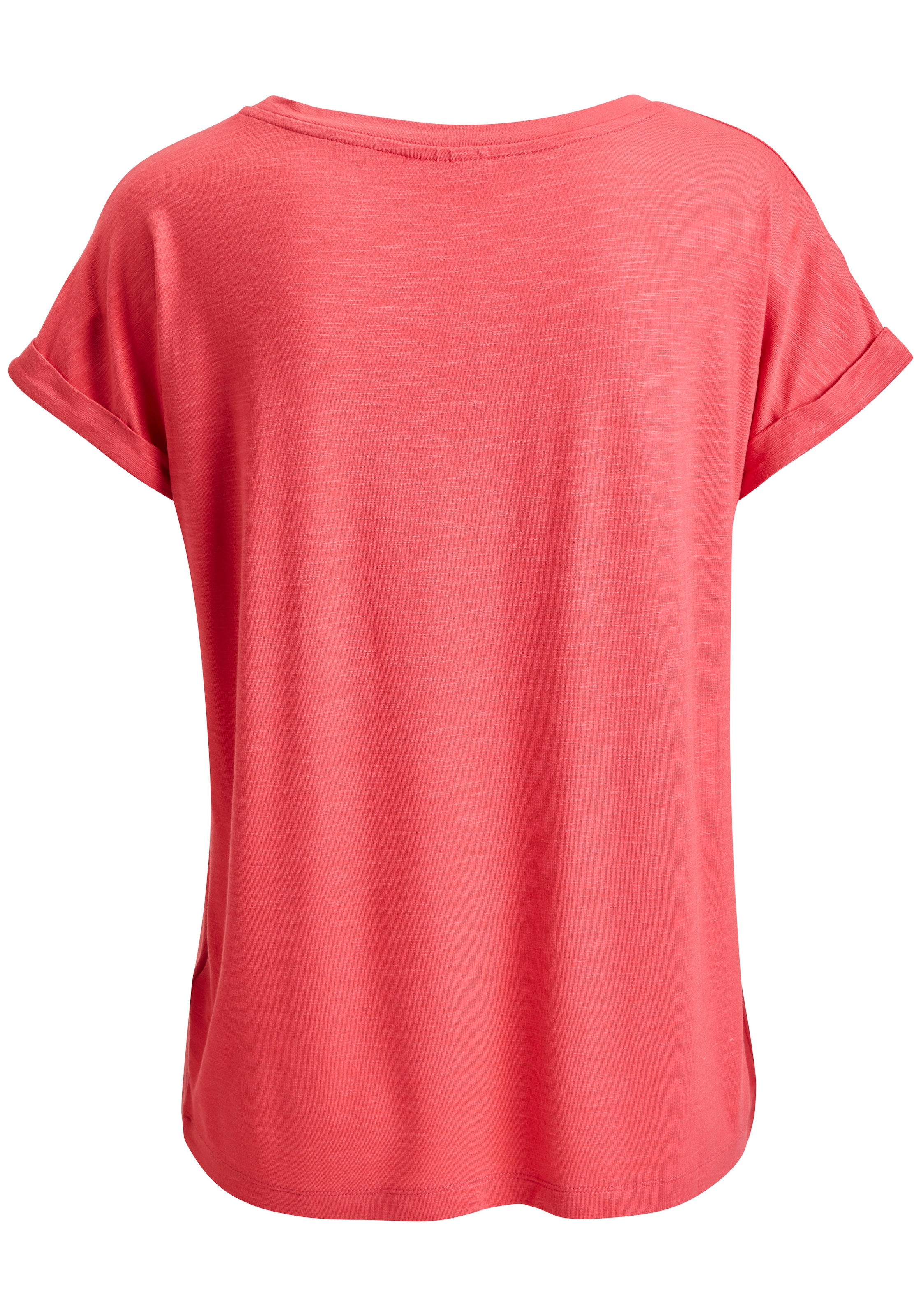 Beachtime by Lascana V-Shirt »mit fixiertem Ärmelumschlag« aus luftiger Viskose-Qualität