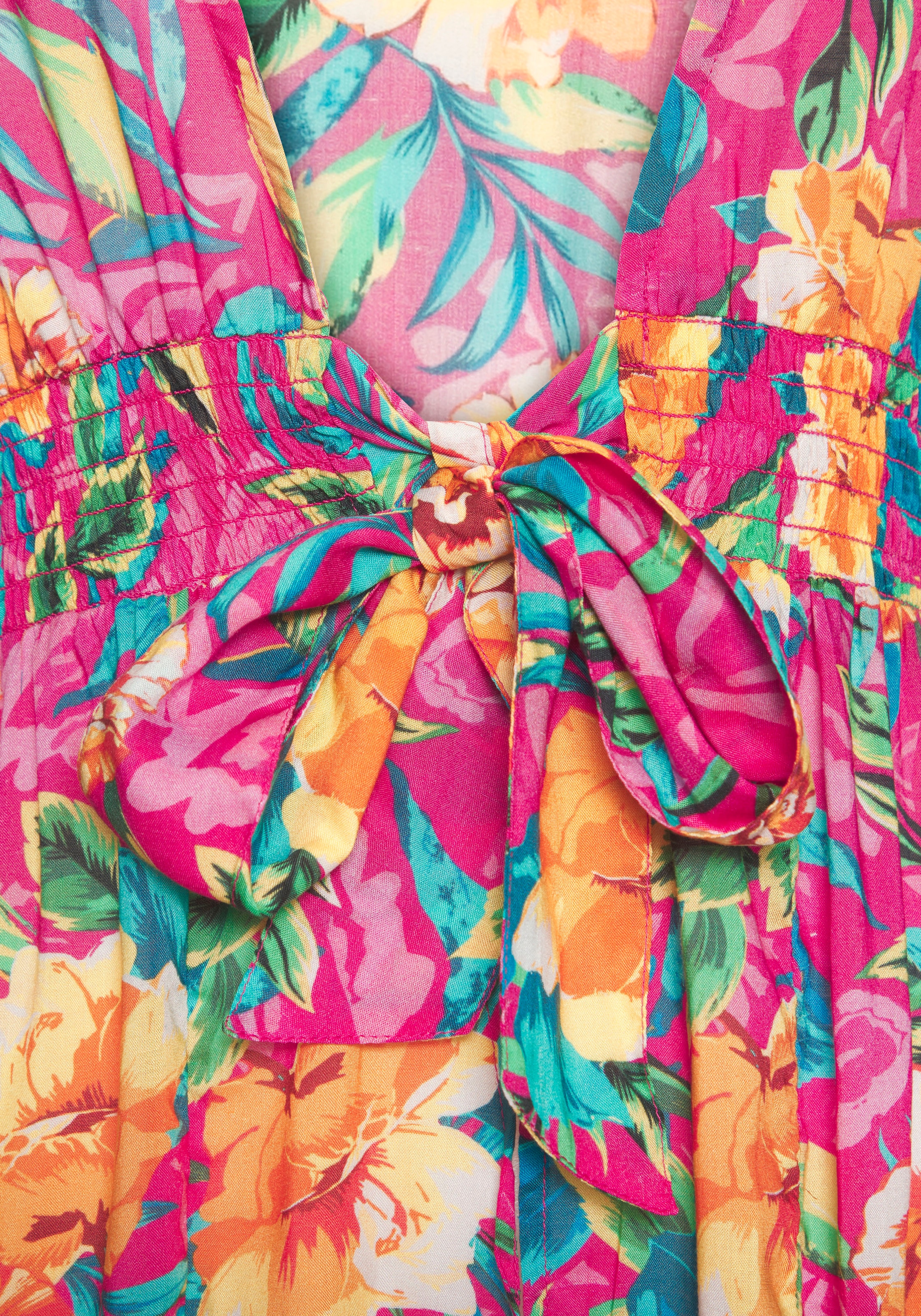 LASCANA Strandkleid im Kimono-Style zum Binden, Kurzarm, Alloverprint, sommerlich