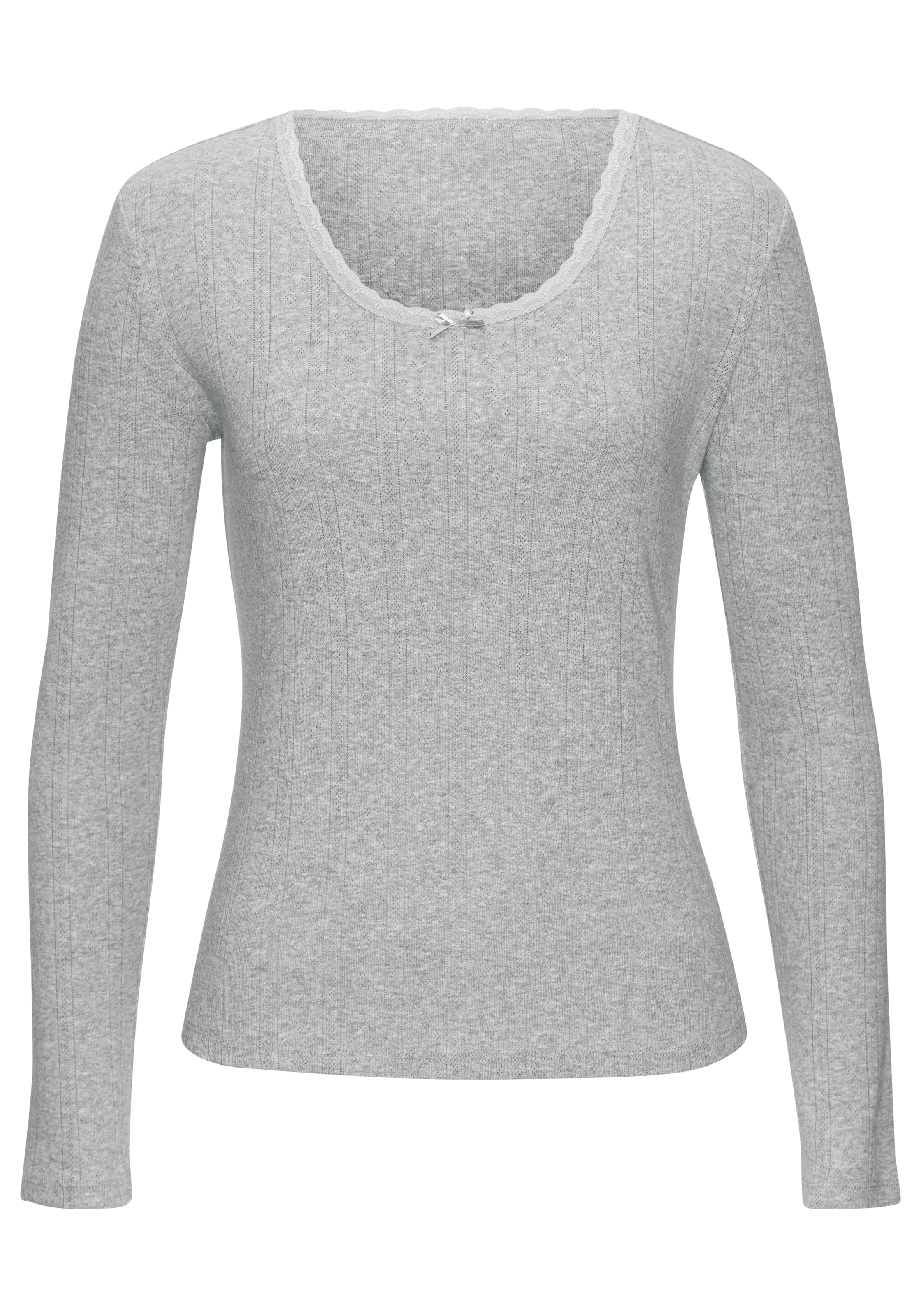 Vivance Langarmshirt , aus weichem Pointelle-Strick mit Spitze
