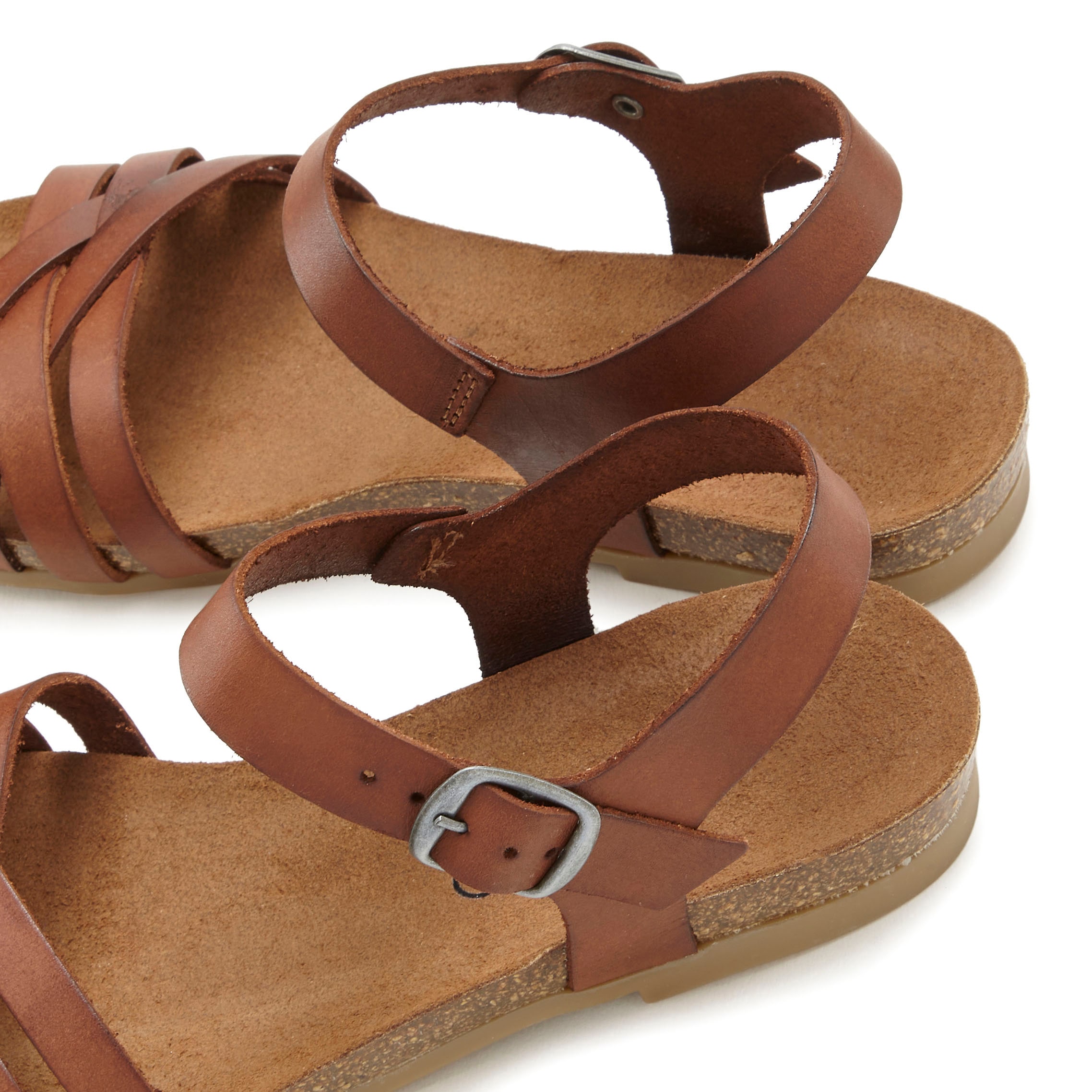 LASCANA Sandale »Sandalette, Sommerschuh«, aus Leder mit komfortablem Korkfußbett