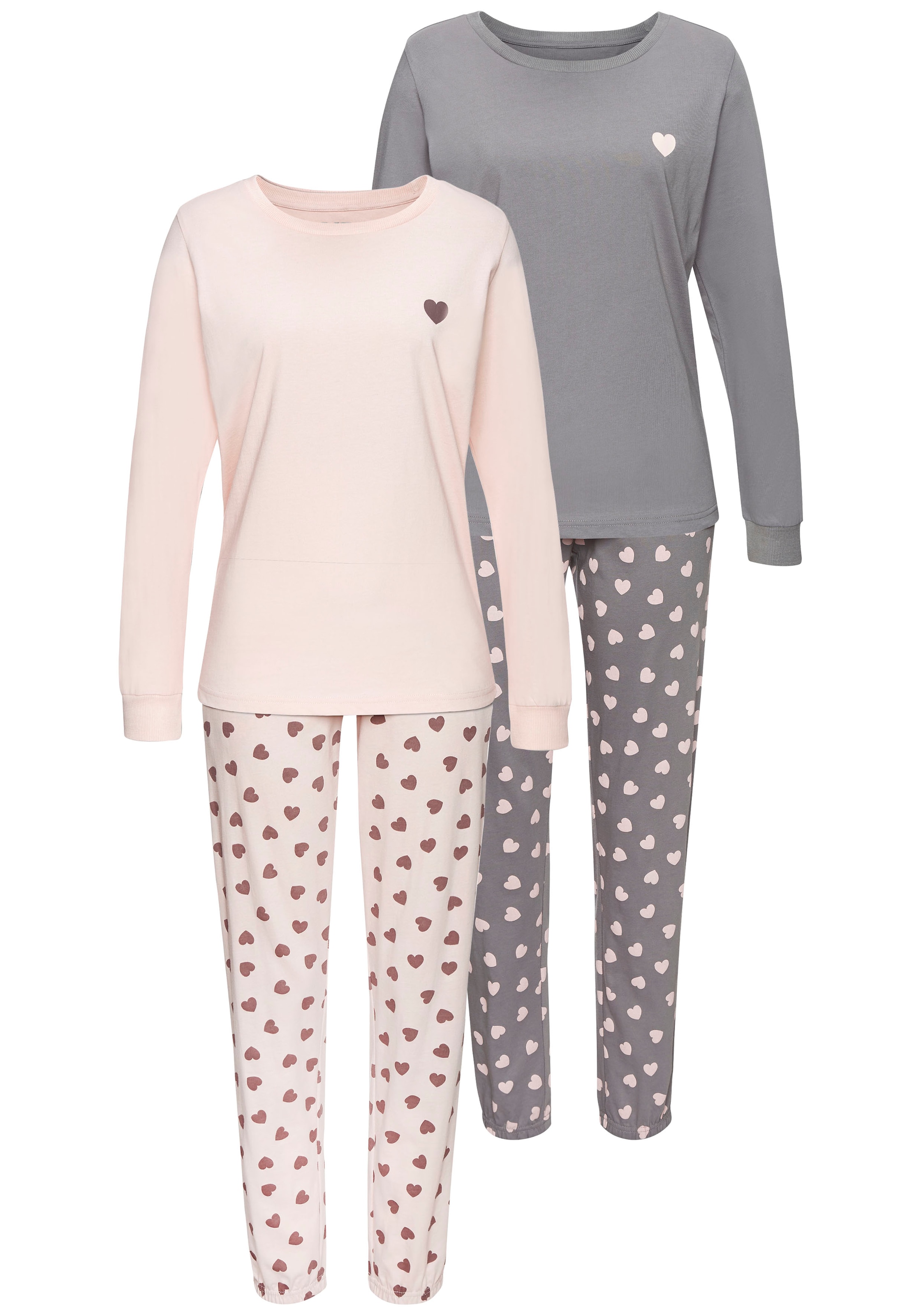 Vivance Dreams Pyjama Spar-Set, 4 Stk. tlg., mit süßem Herzmuster