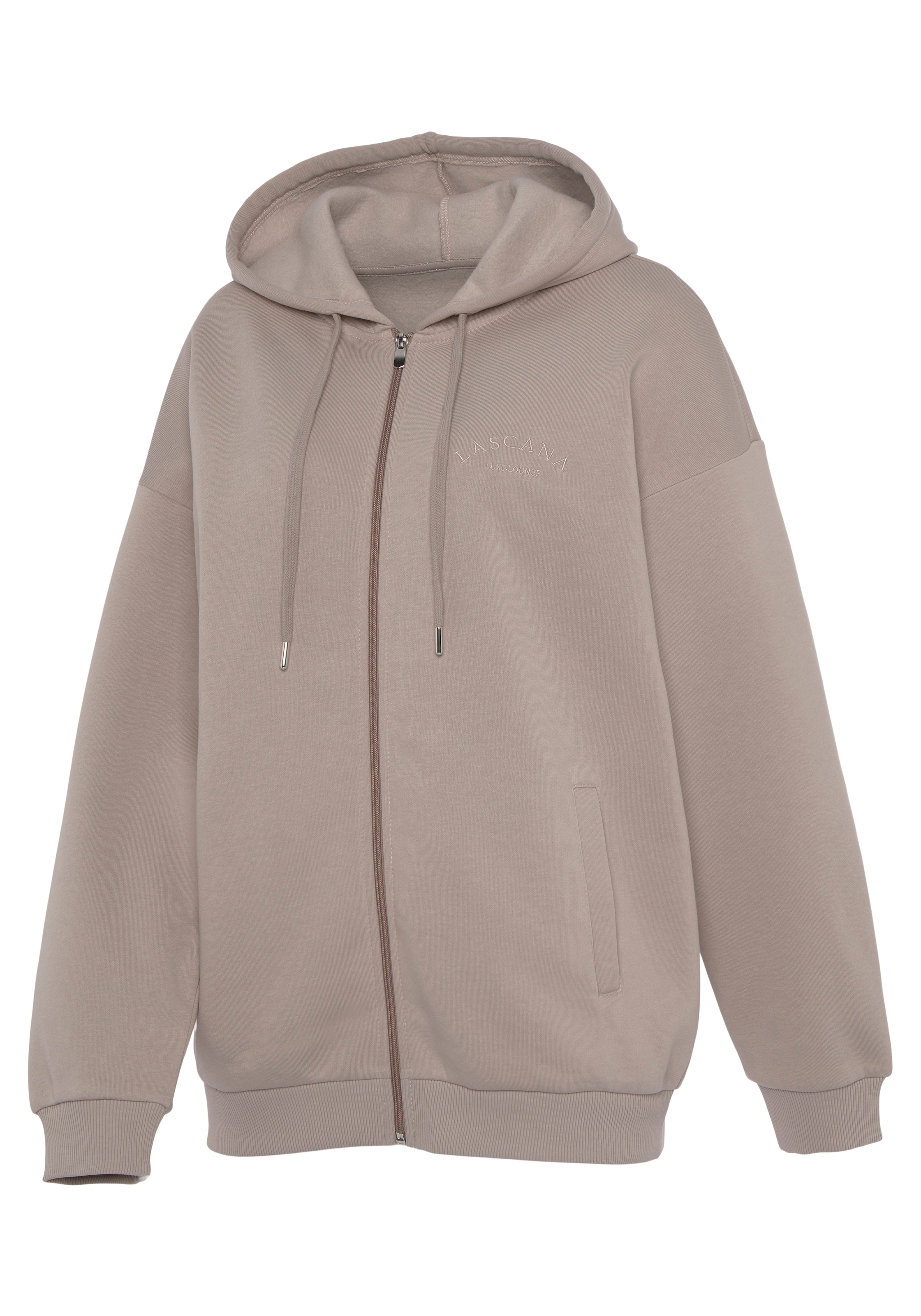 LASCANA Kapuzensweatjacke, mit seitlichen Taschen und Innen angeraut, Loungewear