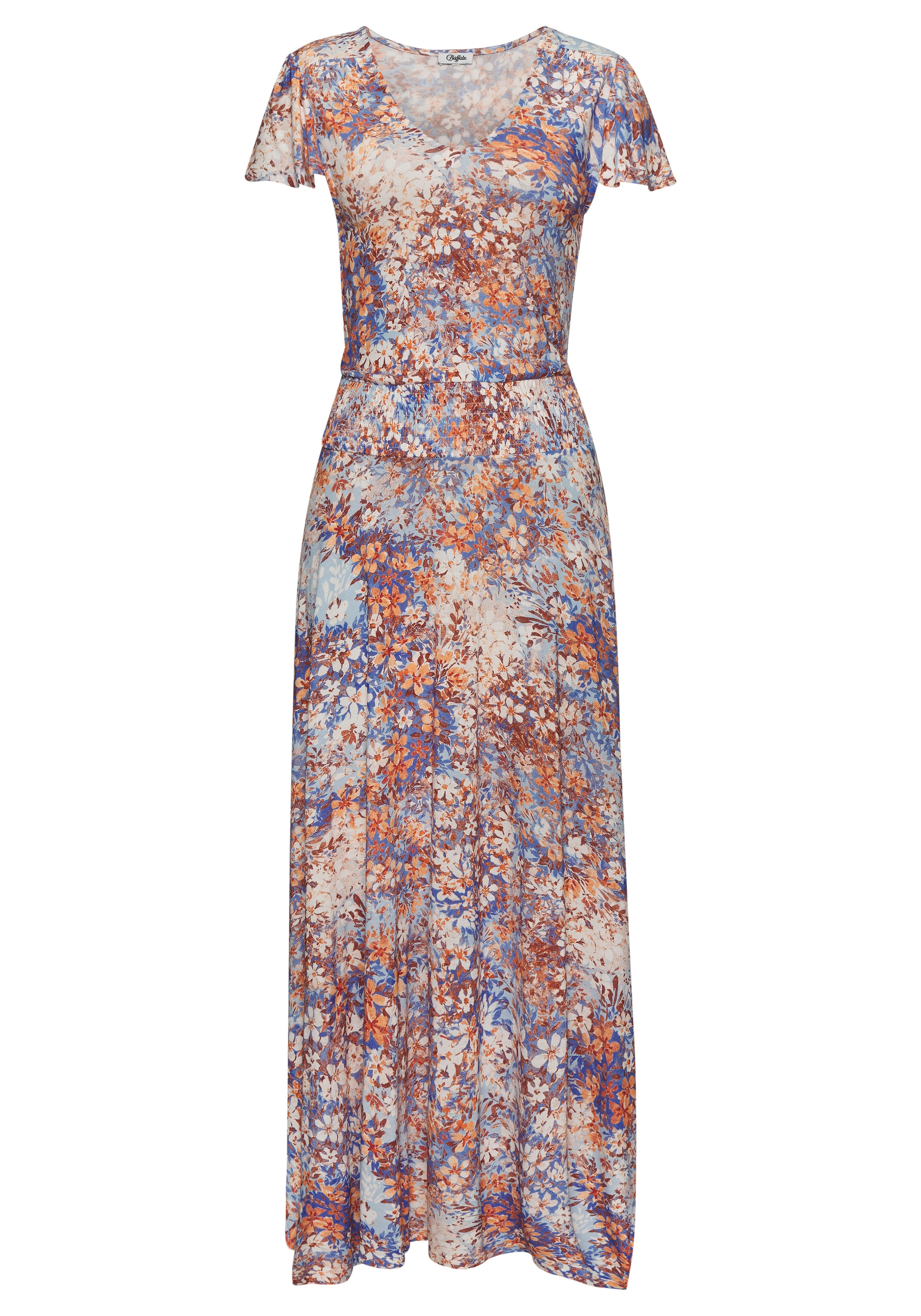 Buffalo Maxikleid, mit asymmetrisch fallendem Saum, Sommerkleid mit Alloverprint