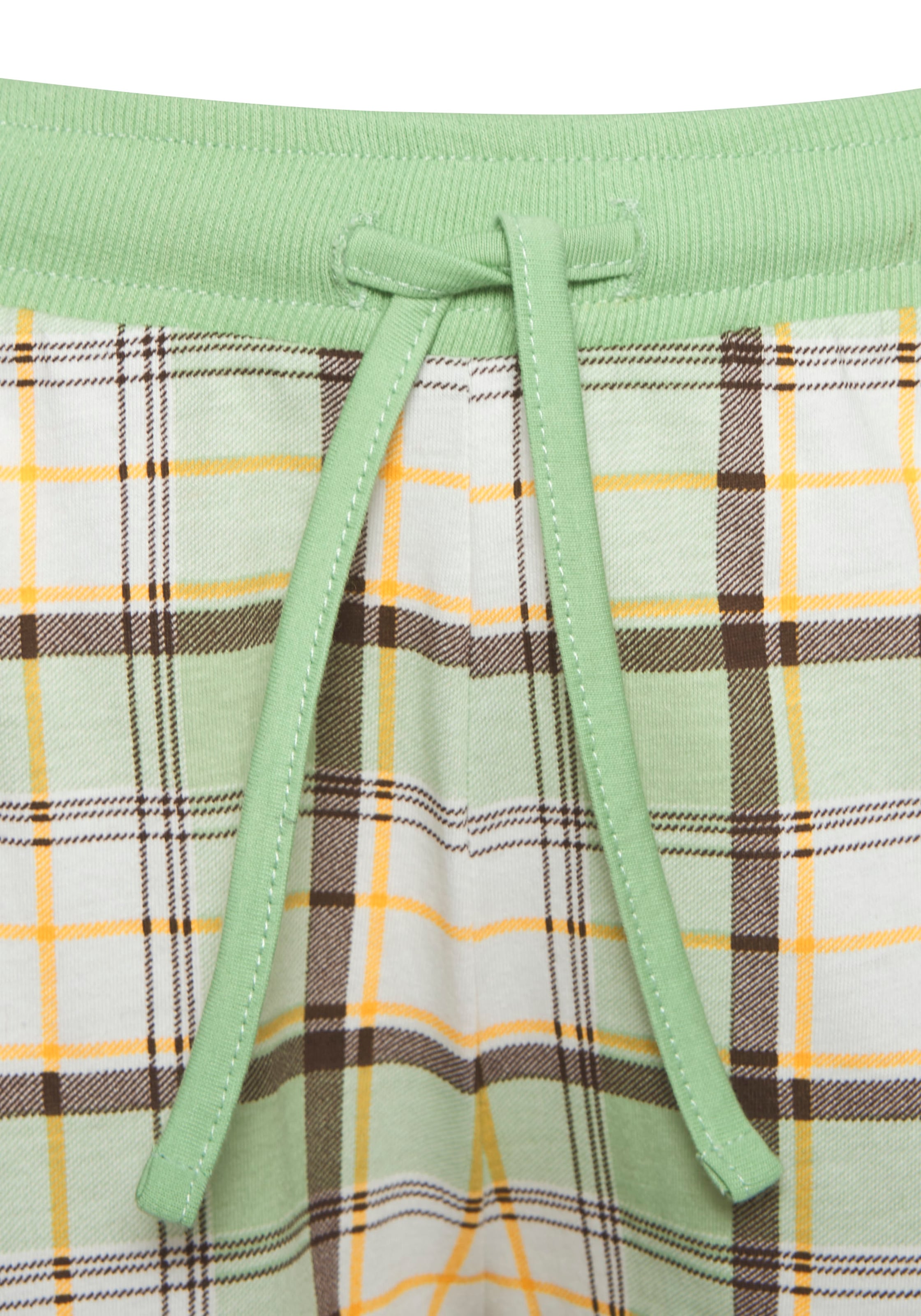Vivance Dreams Pyjama, (Set, 2 Stück), Langarmshirt mit süßem Frontprint und karierter Hose