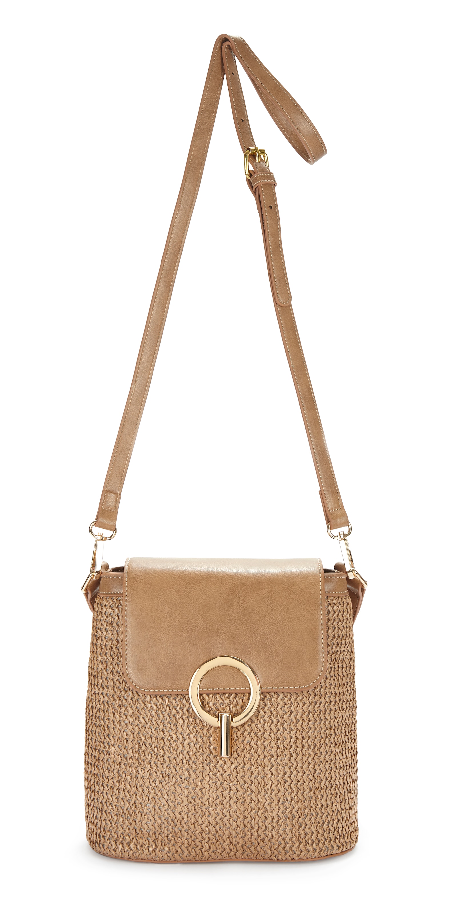 LASCANA Umhängetasche »Schultertasche« Strandtasche, Tragetasche, Korbtasche, Bast-Optik VEGAN