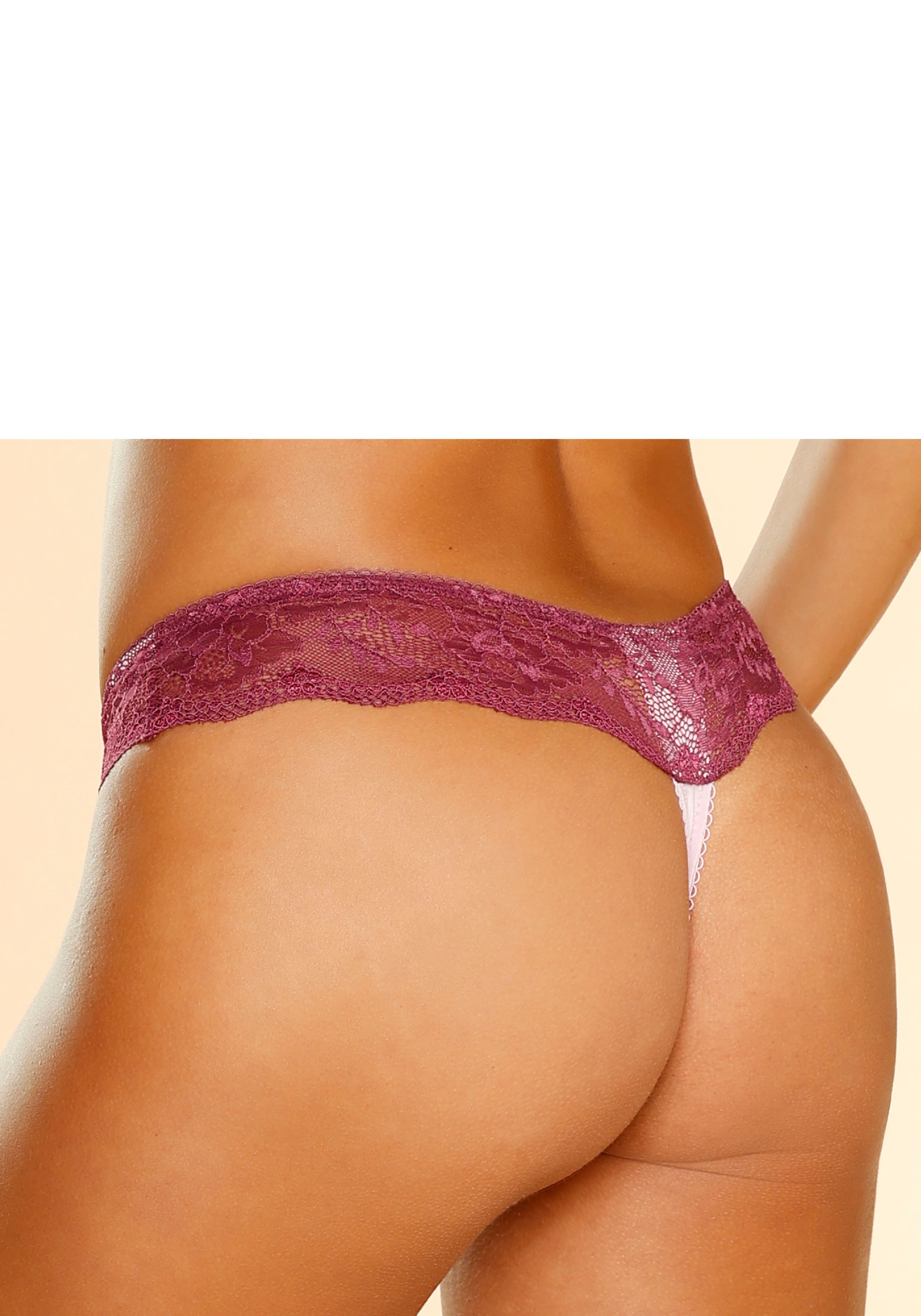 LASCANA String, mit breitem Bund aus blumiger Spitze, Dessous