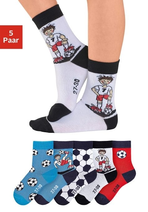 H.I.S Socken »"Fußballsocken, Kinder Fußballsocken, WM Socken"« Packung, 5 Stk. tlg. mit lustigen Fußballmotiven
