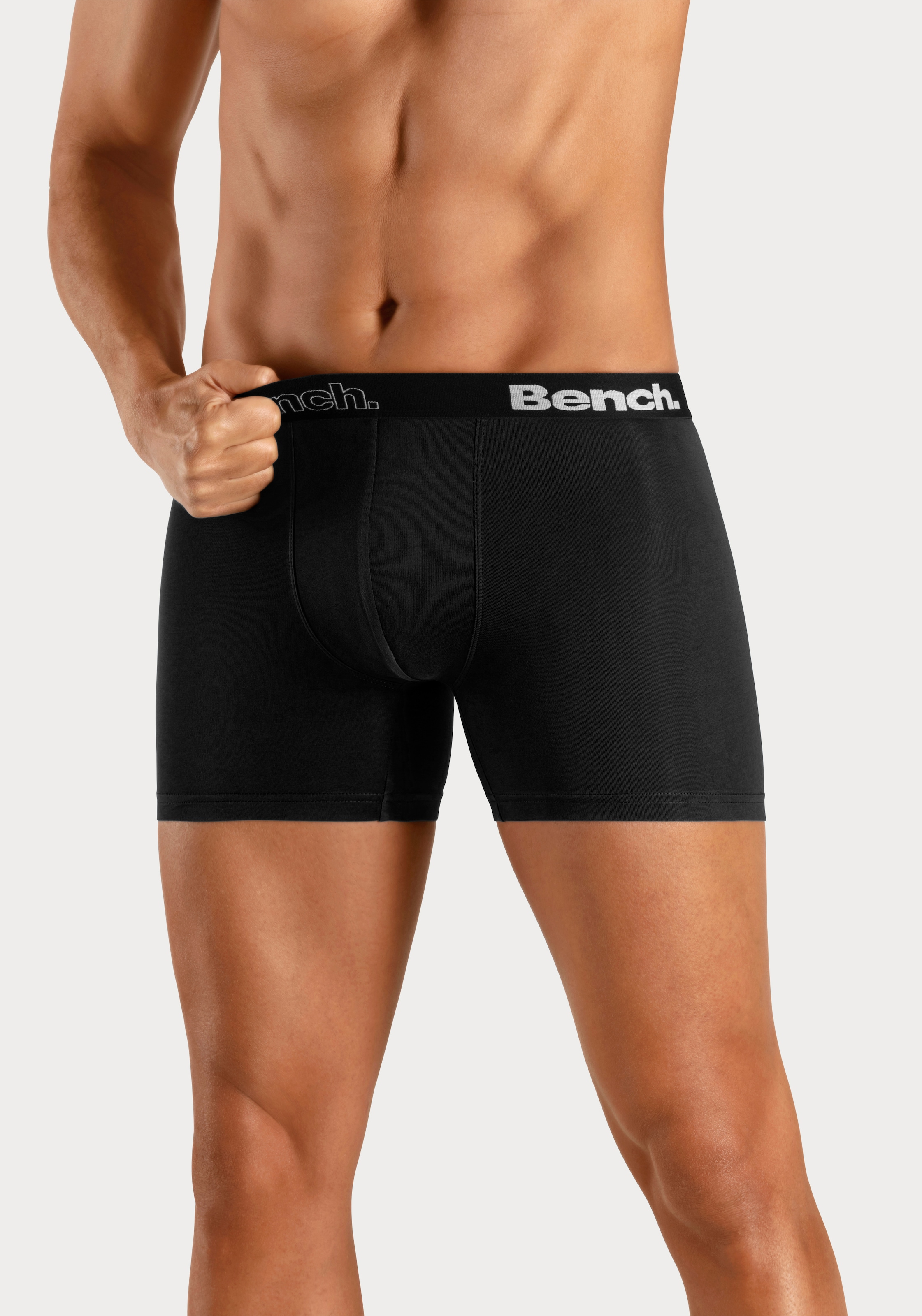 Bench. Langer Boxer »Boxershorts für Herren«, (Packung, 4 St.), Unterhosen mit Logoschriftzug im Bund