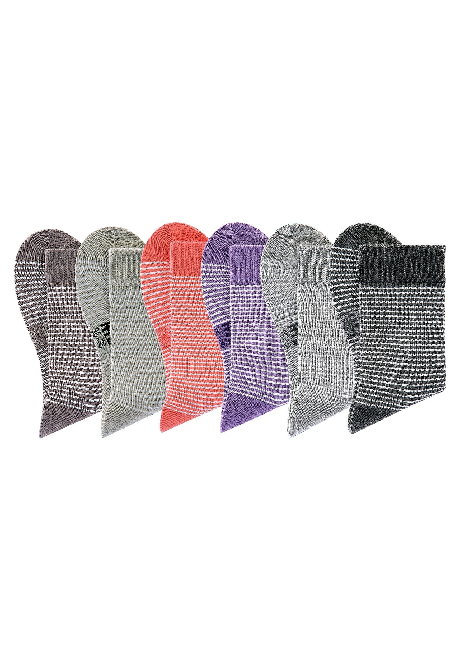 H.I.S Socken »Damen Socken Ringelsocken Strümpfe« Packung, 6 Stk. tlg. mit druckfreiem Bündchen