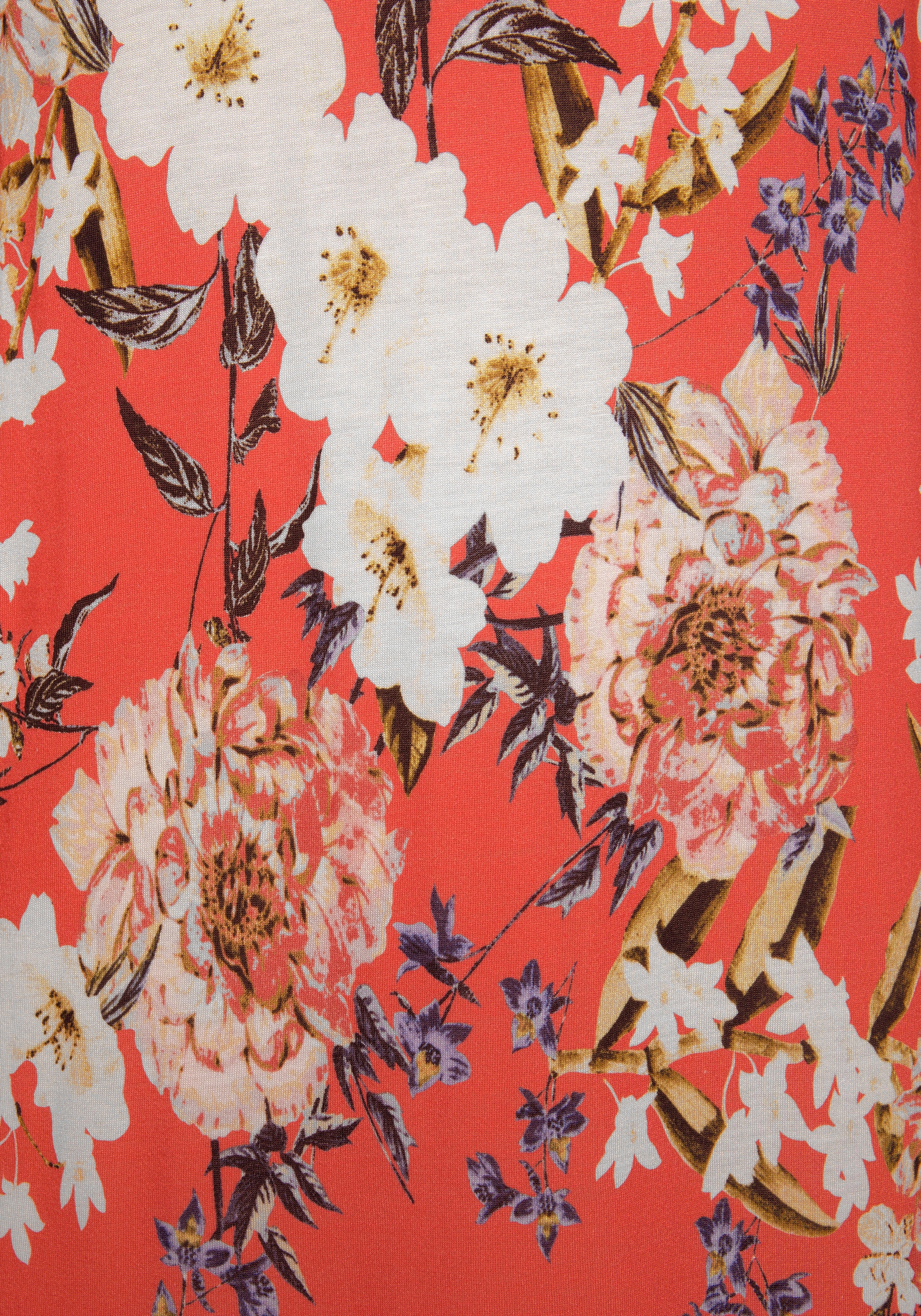 s.Oliver Jerseykleid mit Blumenprint und Volantrock, 3/4-Ärmel, Sommerkleid, Strandkleid