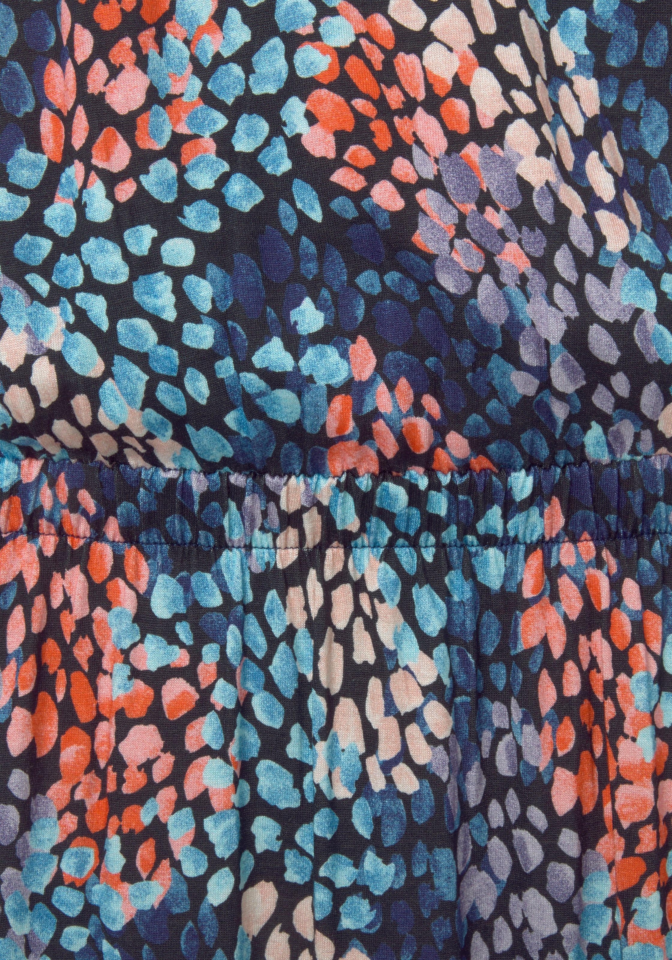 s.Oliver Maxikleid, mit Tupfenprint und Schlitz, weiches Jerseykleid, Sommerkleid