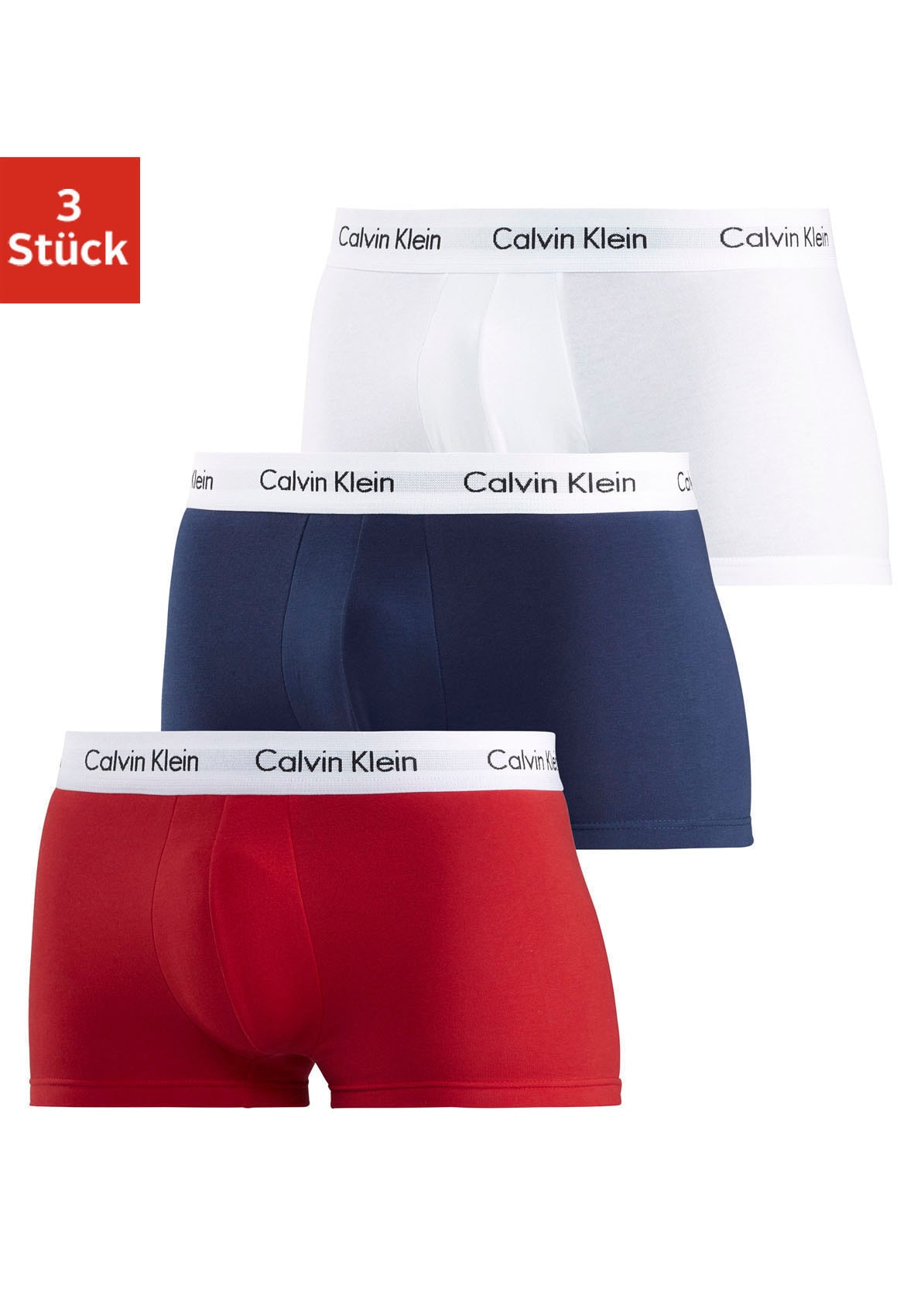Calvin Klein Underwear Trunk »Low Rise Trunk 3 PACK« 3 Stk. mit weißem Webbund