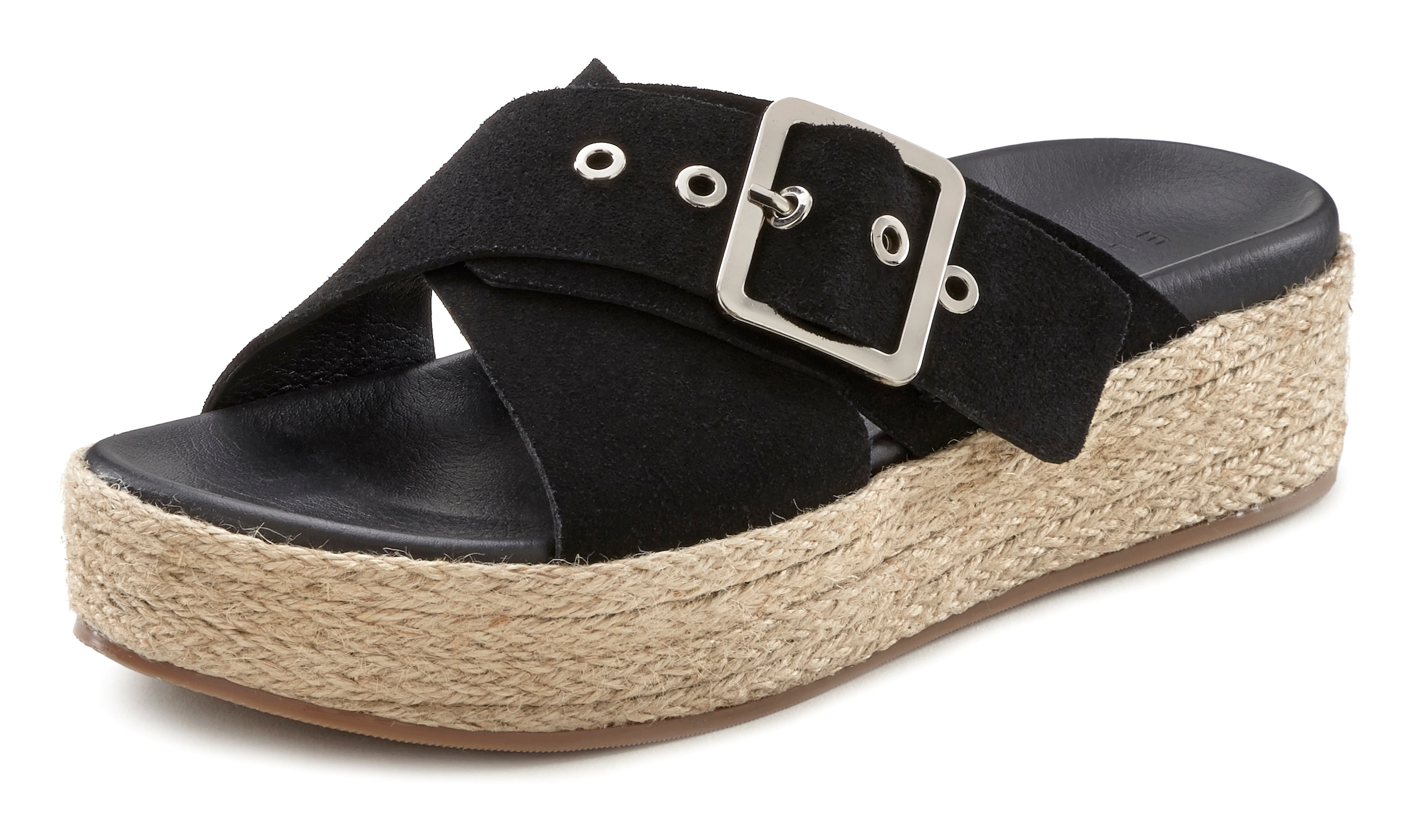 Elbsand Pantolette, Mule, Sandale, offener Schuh mit Plateauabsatz aus Leder